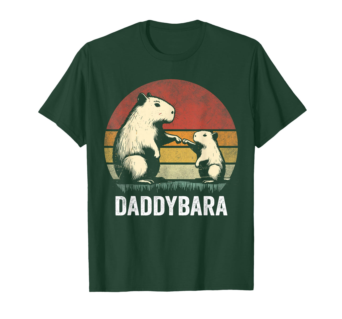 Retro Capybara Dad and Son Bumps Funny Capybara Father's Day T-Shirt