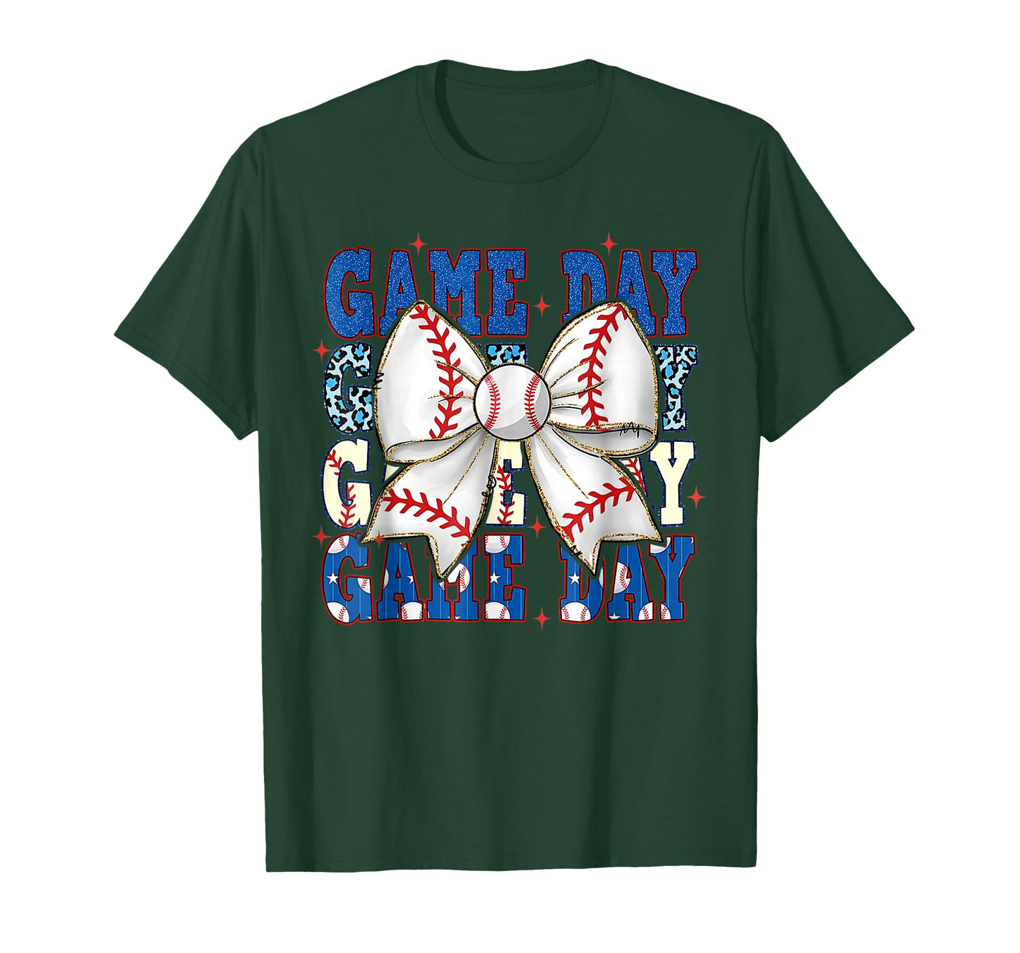 Coquette Bow Game Day Baseball Softball Funny Cheer Mom Life T-Shirt