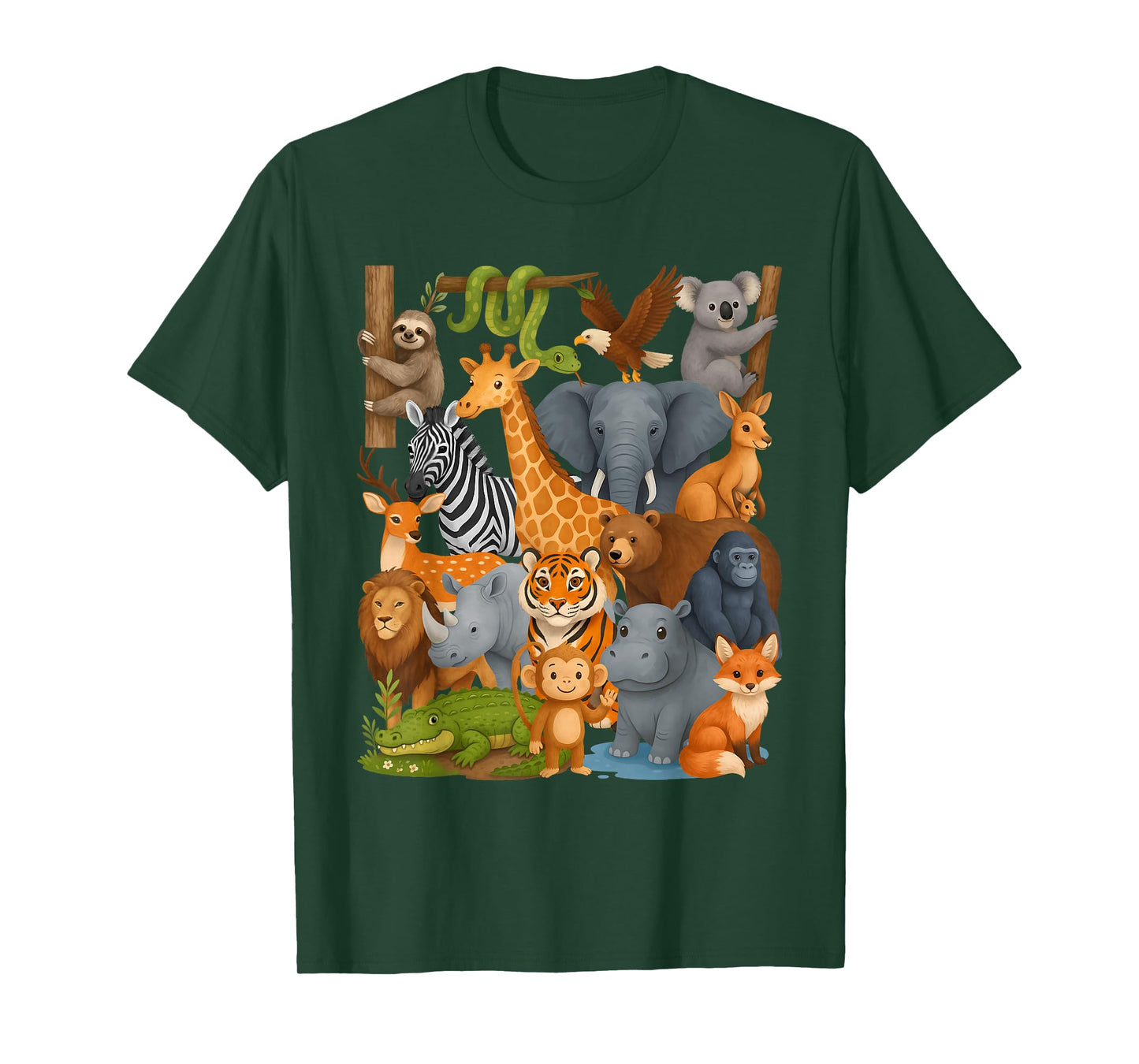 Zoo Animals Wildlife Safari Jungle Birthday Party Boys Girls T-Shirt
