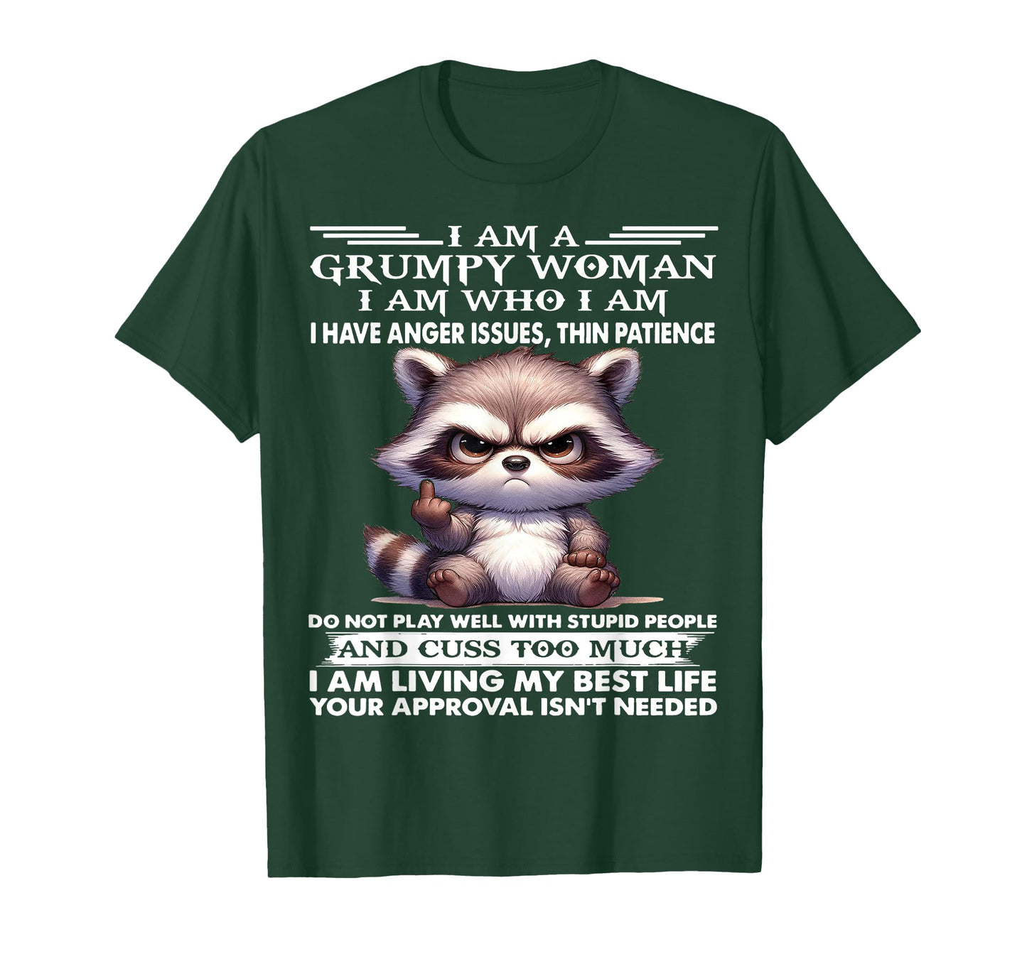 Cute Raccoon I Am A Grumpy Old Woman I Have Anger Issues T-Shirt