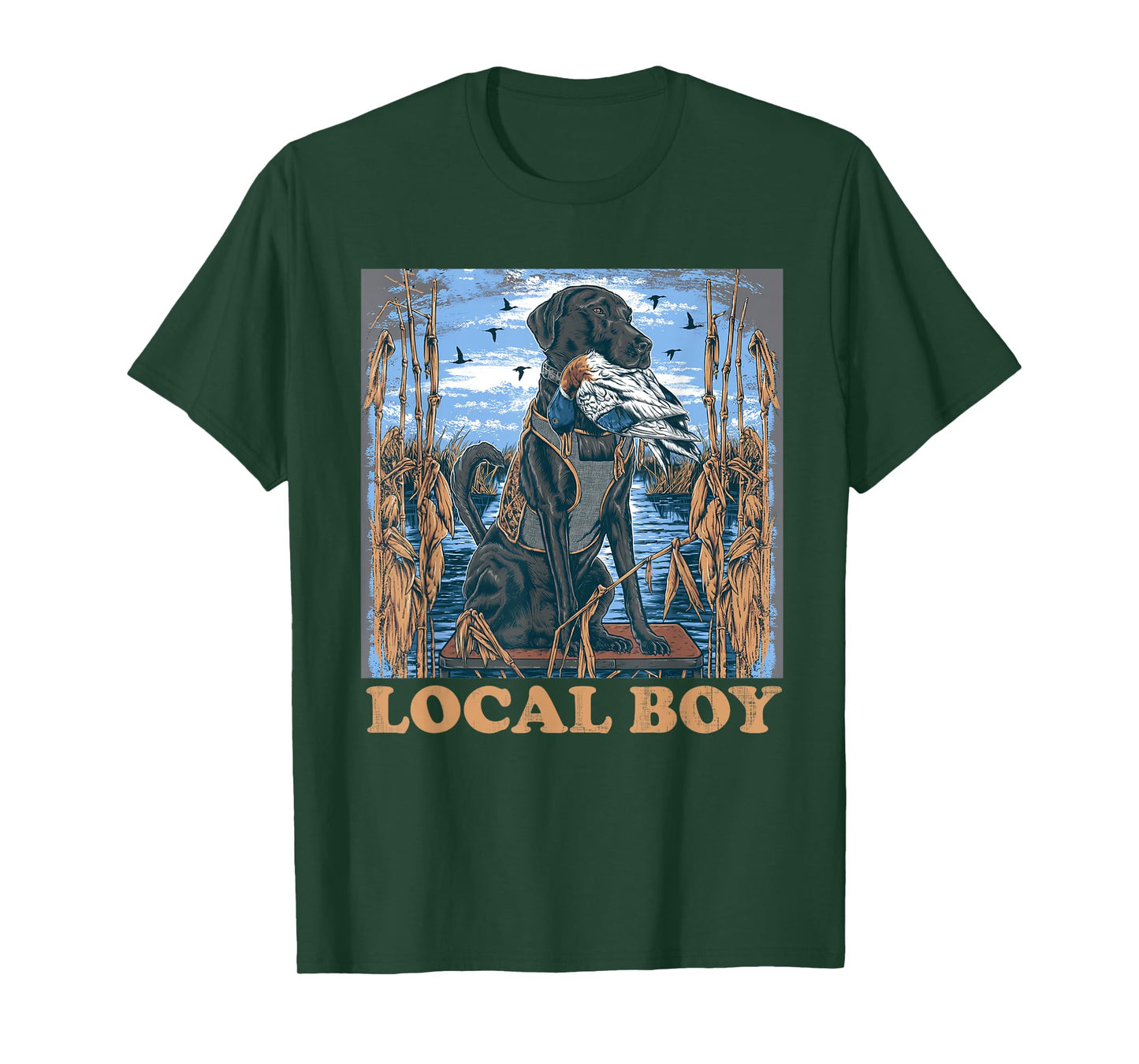 Local Boy GSP Pointer Hunting Dog Marsh Scene Sunset Vintage T-Shirt
