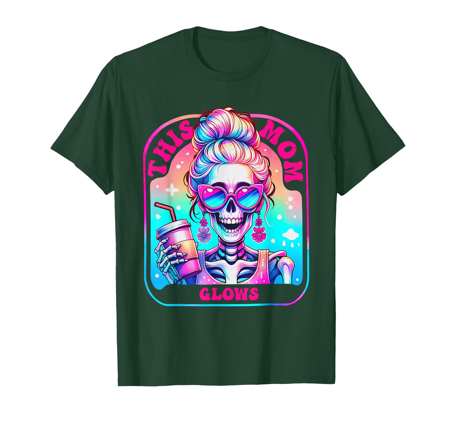This Mom Glows Skeleton Mom Colorful Design T-Shirt