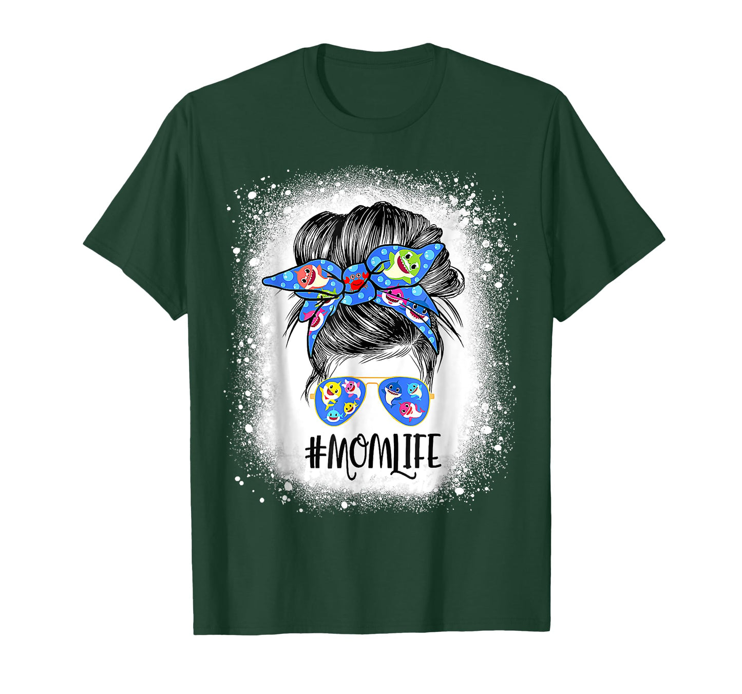 Mom Life Messy Bun Bleached Shark Mommy Mother's Day T-Shirt