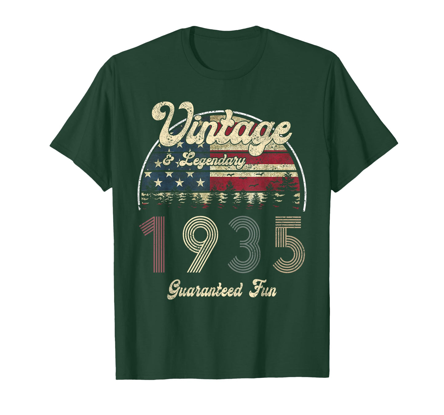 Women 89th Birthday Gift Vintage 1935 Patriotic USA Flag Mom T-Shirt
