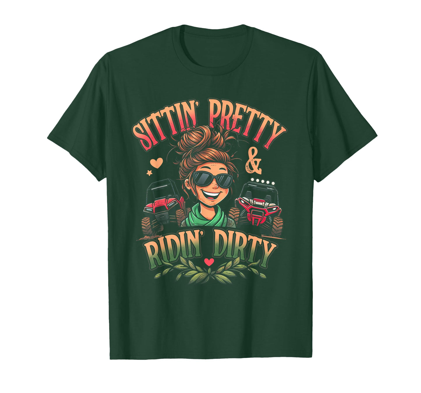 Messy Bun Mom Sunglasses UTV Offroad SXS Life Riding Girls T-Shirt
