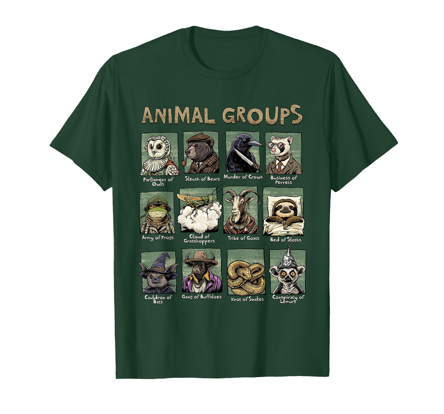 Animal Groups Unveiled - Educational Wildlife Design T-Shirt