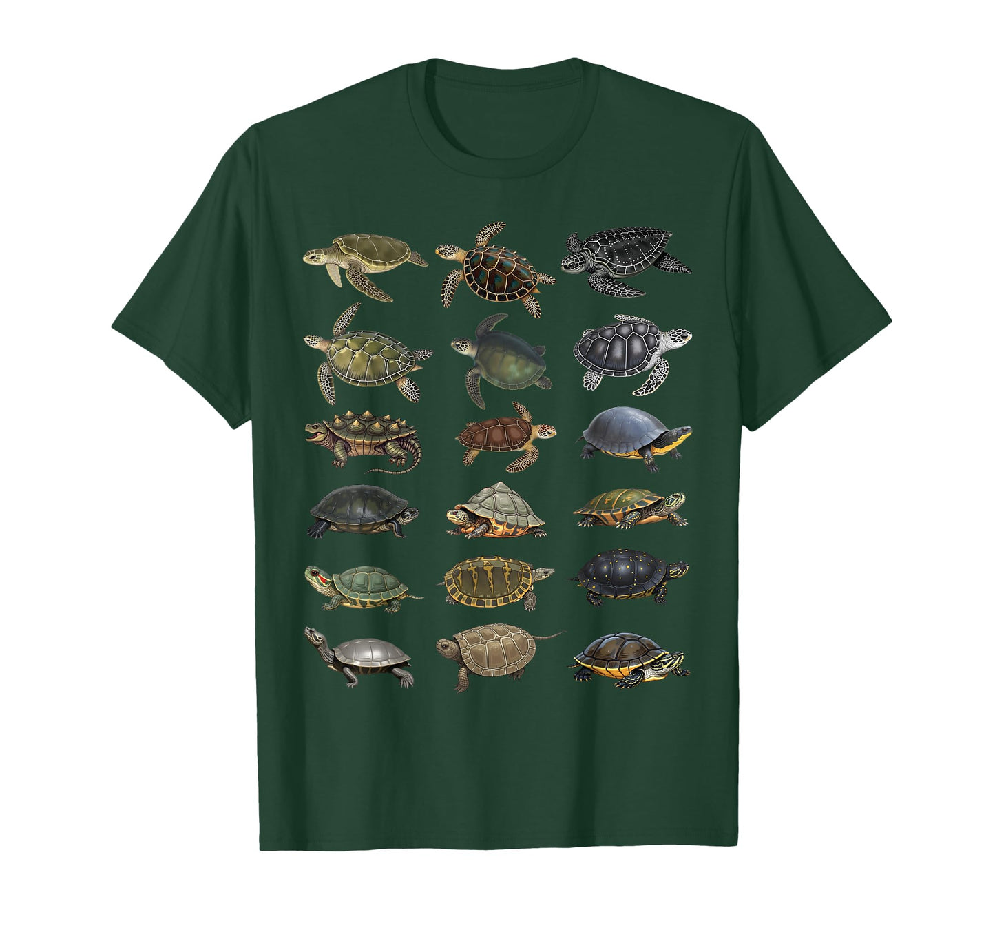 Types of Turtles Sea & Freshwater Turtle Species Educational T-Shirt