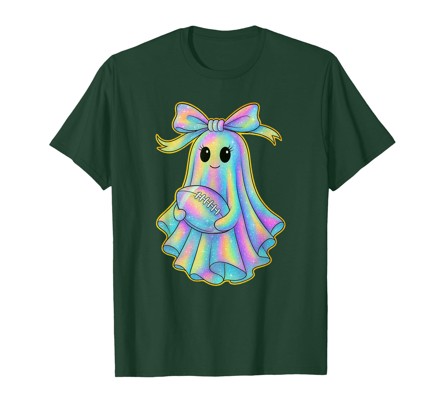 Cute Football Ghost Pastel Halloween Team Spirit Coquette T-Shirt