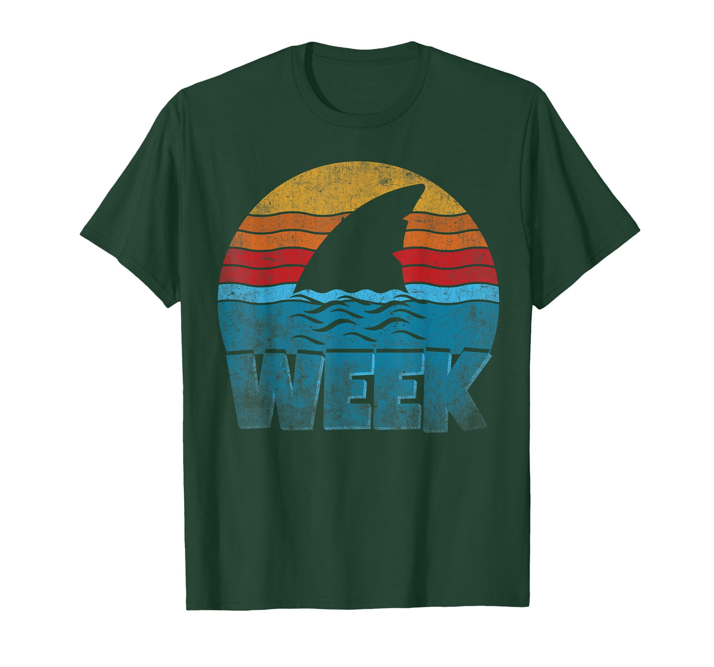 Retro Shark Fin Week 2025 Shark Lover Ocean Wildlife Summer T-Shirt