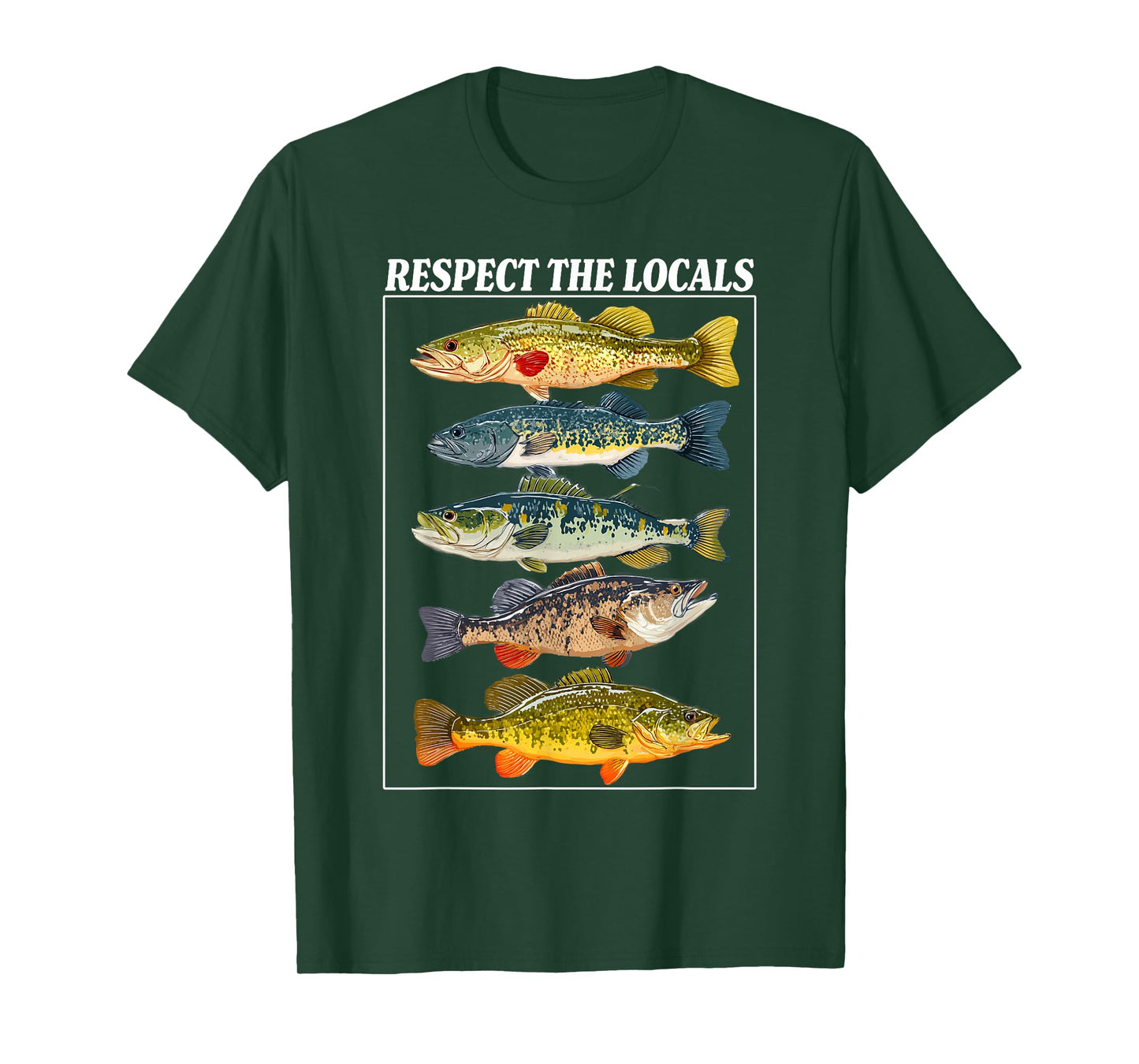 Vintage Bass Fishing Fish Chart Respect The Locals T-Shirt