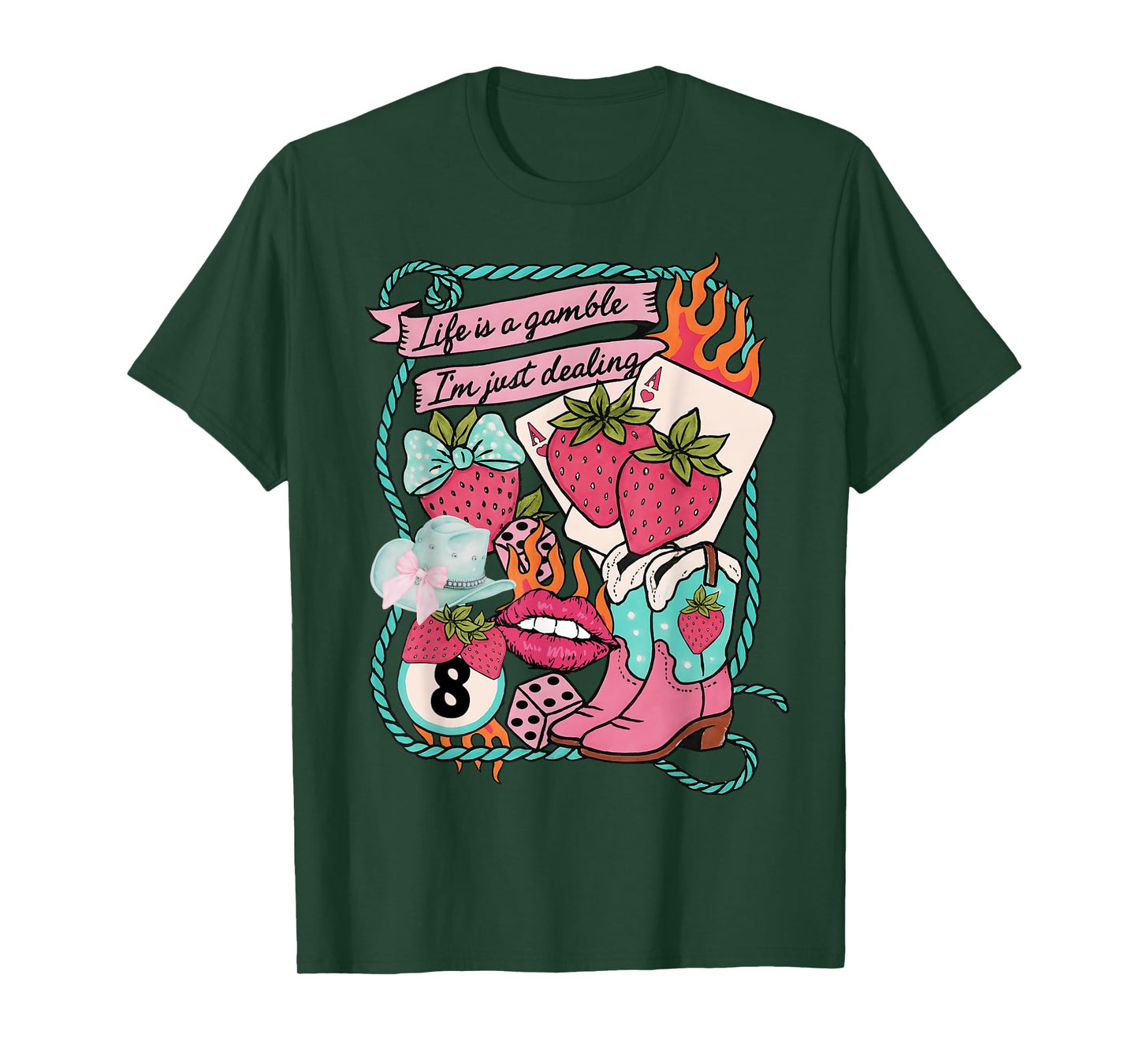 Life Is a Gamble I’m Just Dealing Cowgirl Strawberry Summer T-Shirt