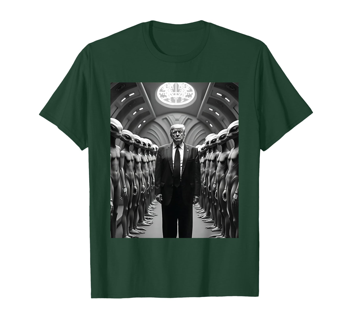 Trump with Aliens Conspiracy Theory UFO Visitation Funny T-Shirt