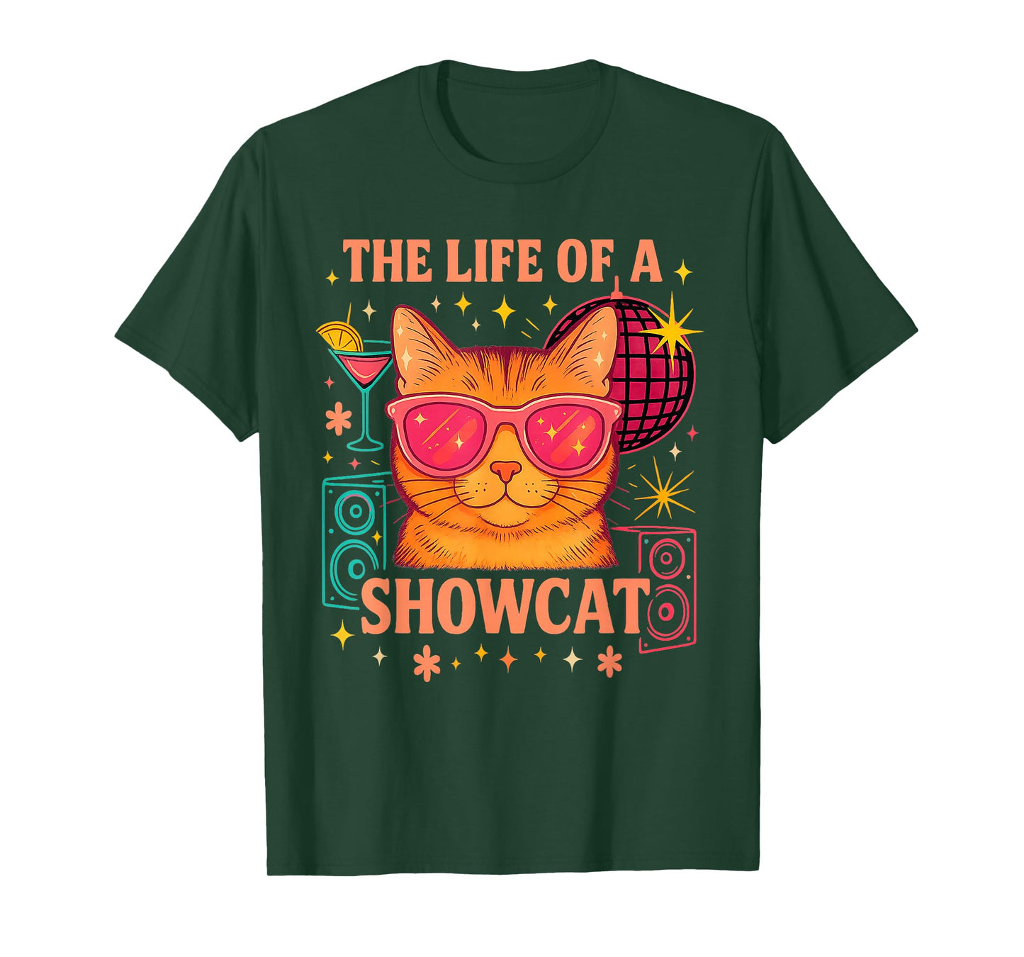 The Life of a Showcat Cute Party Girl Cat Sunglasses y2k T-Shirt