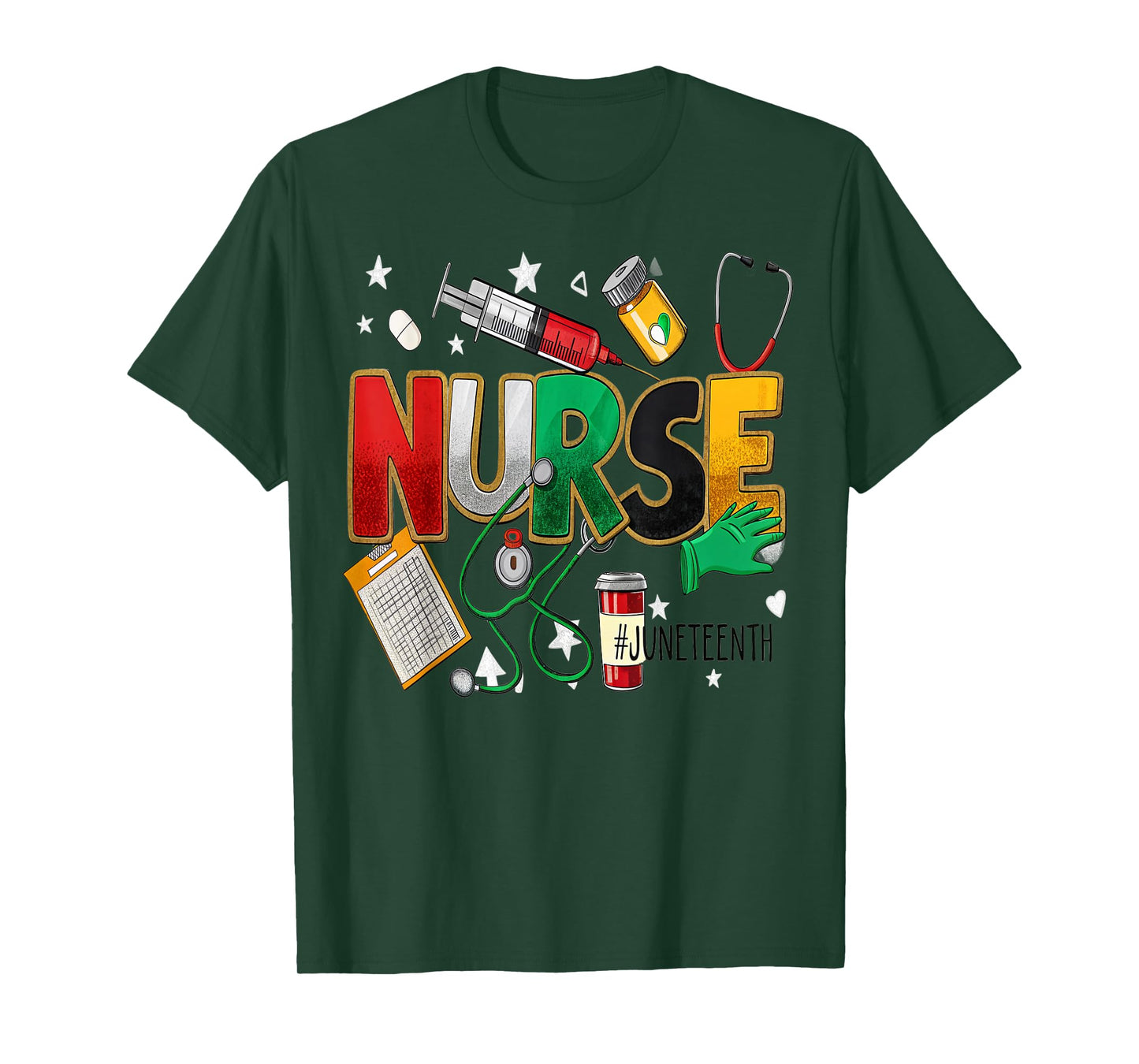 Juneteenth Nurse's Life Heart Stethoscope Nurse's Day T-Shirt