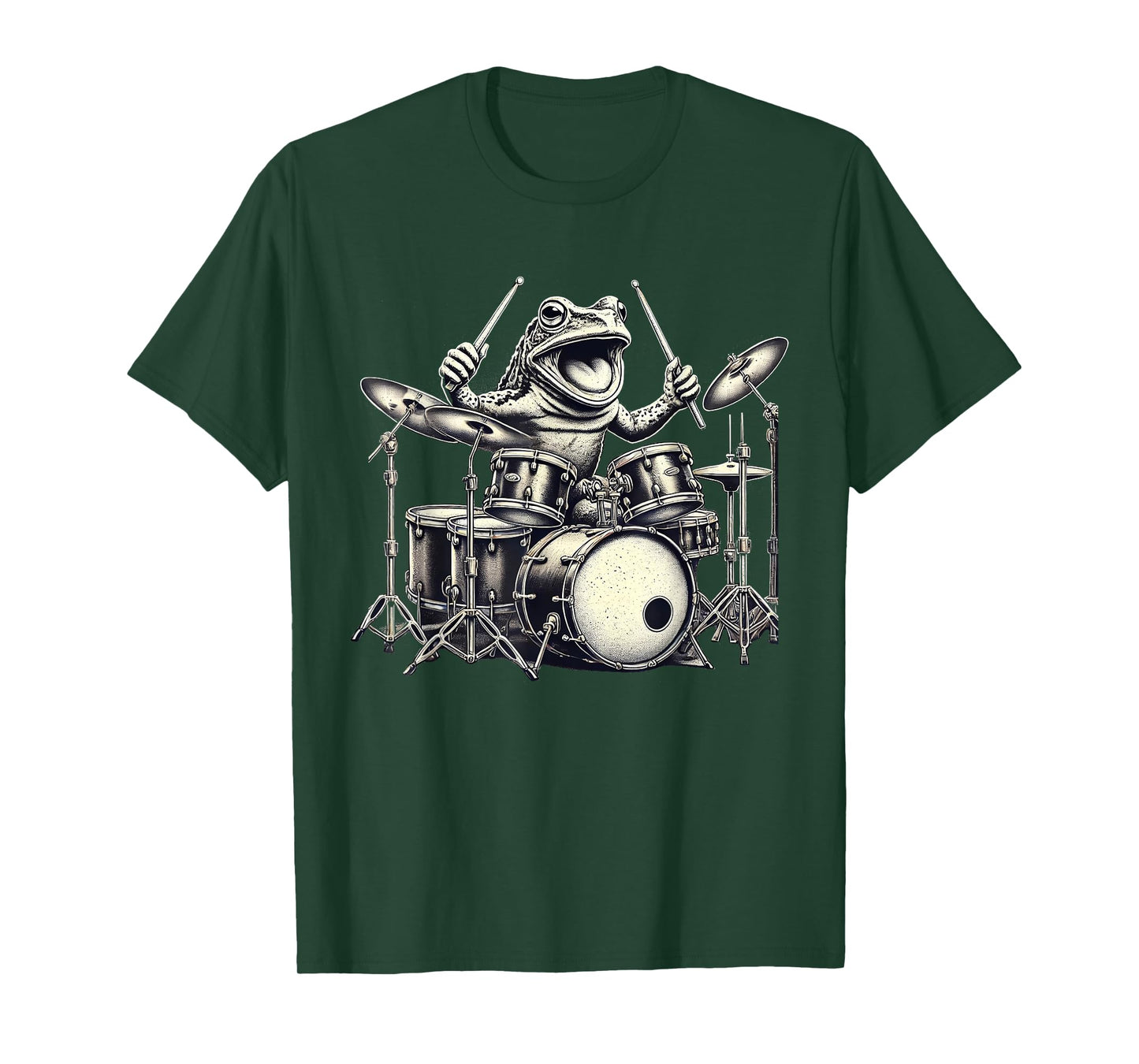 Funny Vintage Frog Drummer Rock Drummer Frog Playing Drums T-Shirt