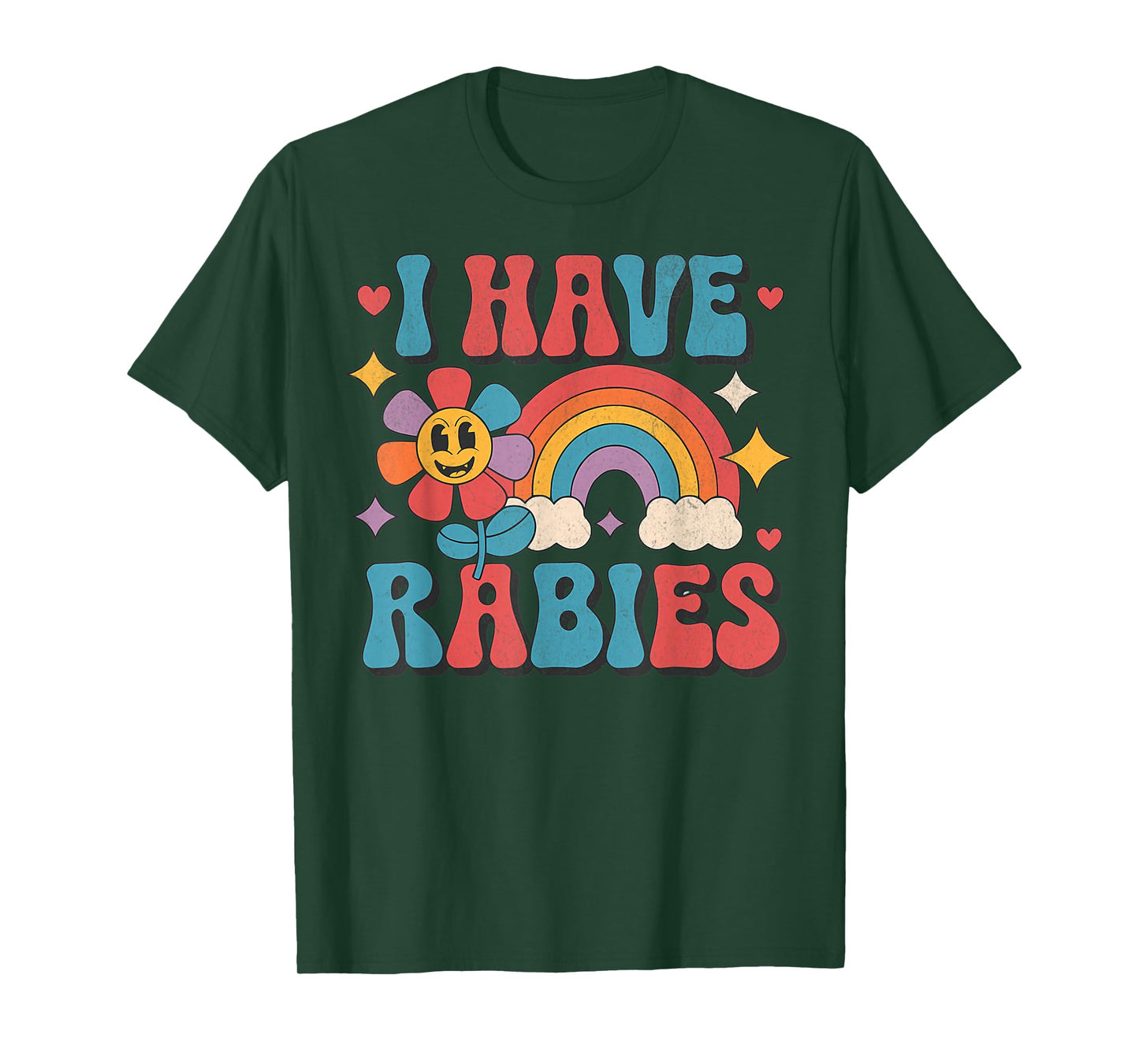 Funny Retro Vintage I Have Rabies Unisex-Adults Black Small T-Shirt