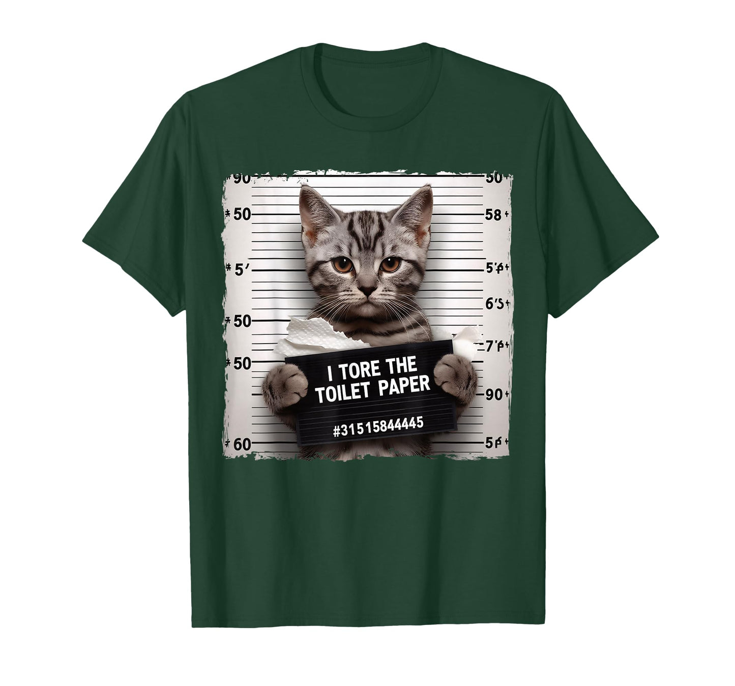 Cute Cat Mugshot Humorous Cat For Cats Lover Cat Mom Cat Dad T-Shirt
