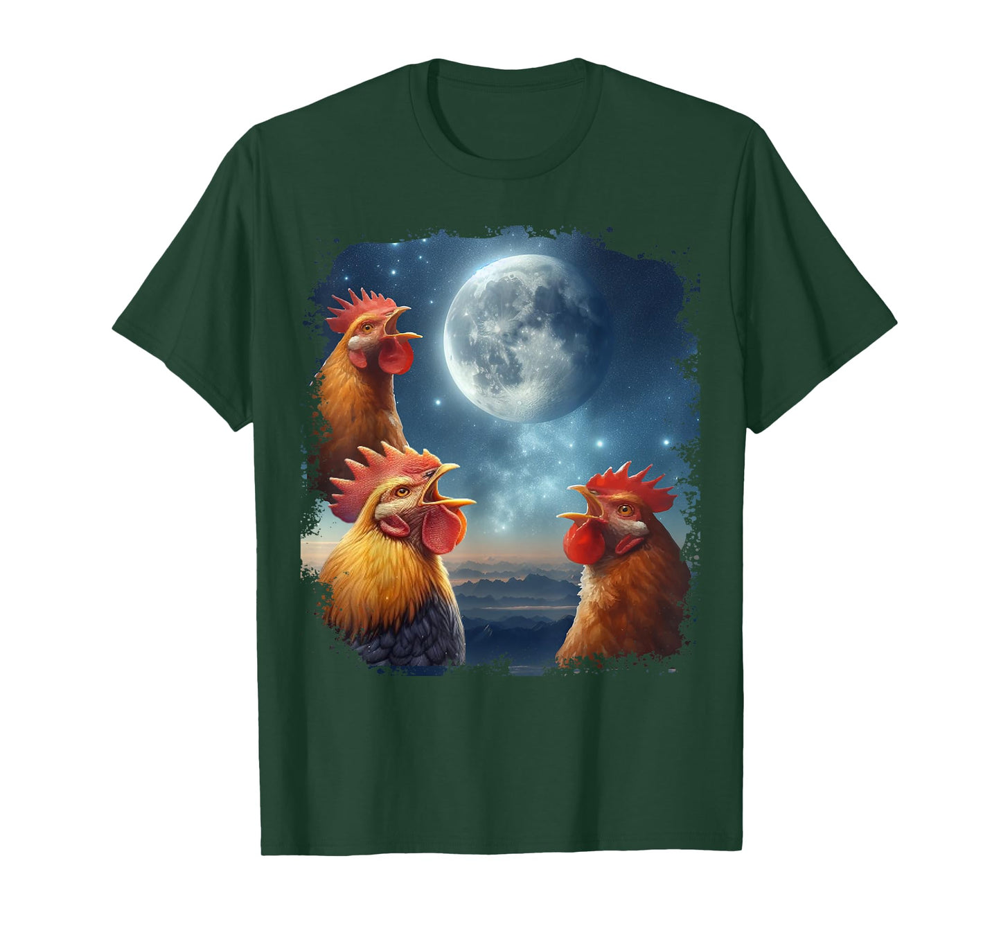 3 Chicken Moon, Funny 3 Chicken Howling Like Wolves T-Shirt