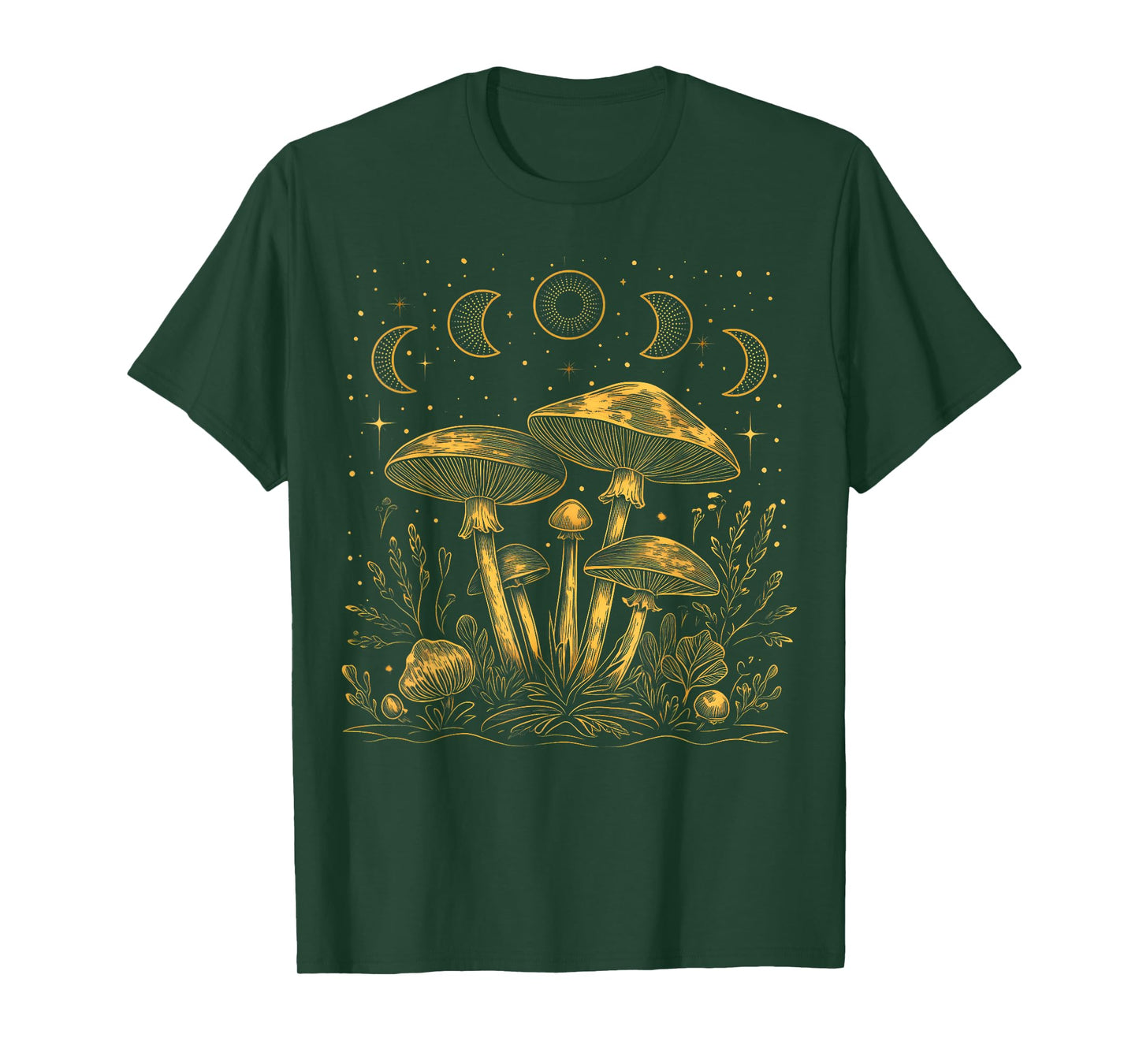 Vintage Dark Academia Fungi Mushroom Moon Witchy Aesthetic T-Shirt
