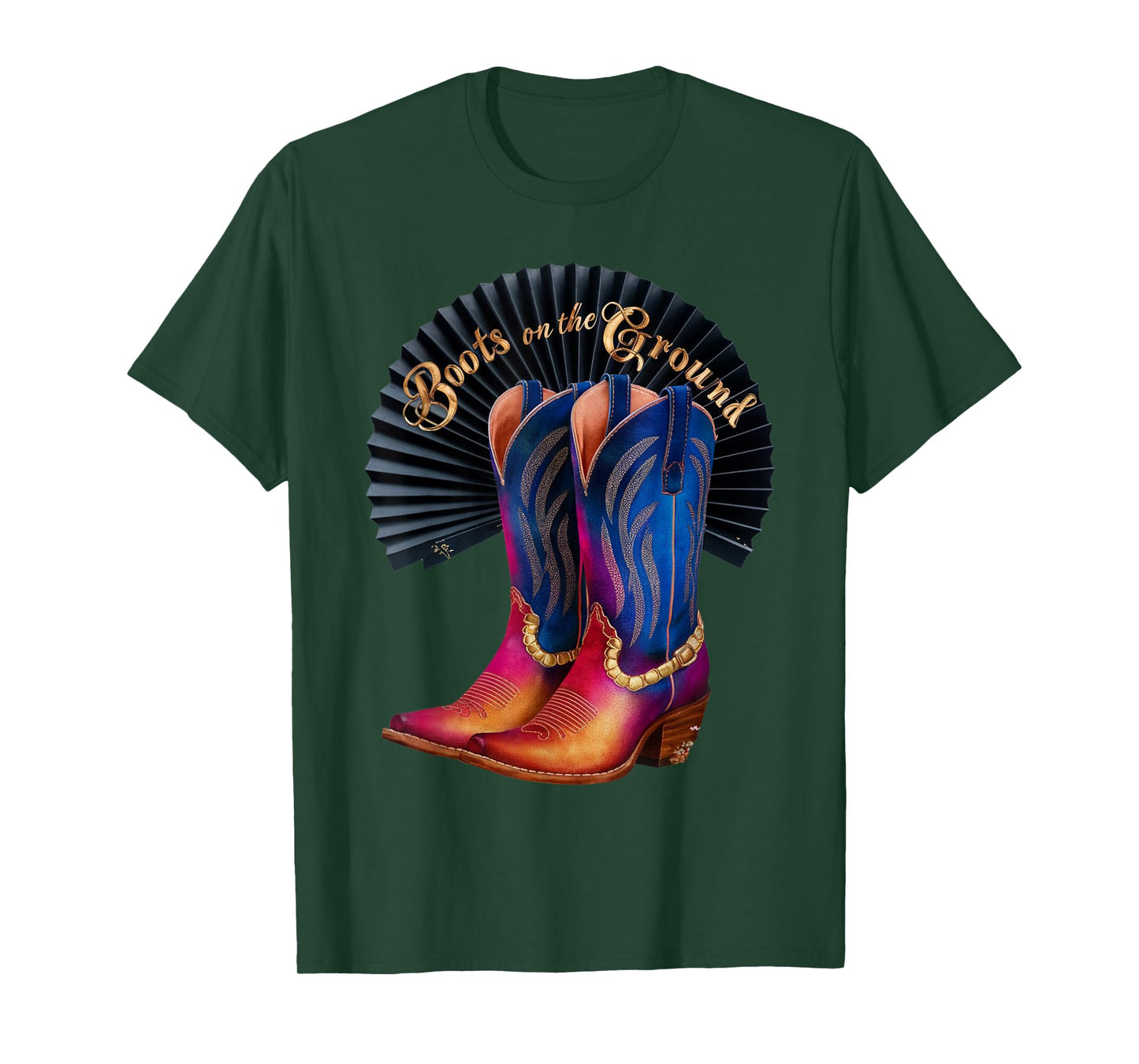 Retro Western Cowgirl Cowboy Linedance Boots On the Ground T-Shirt