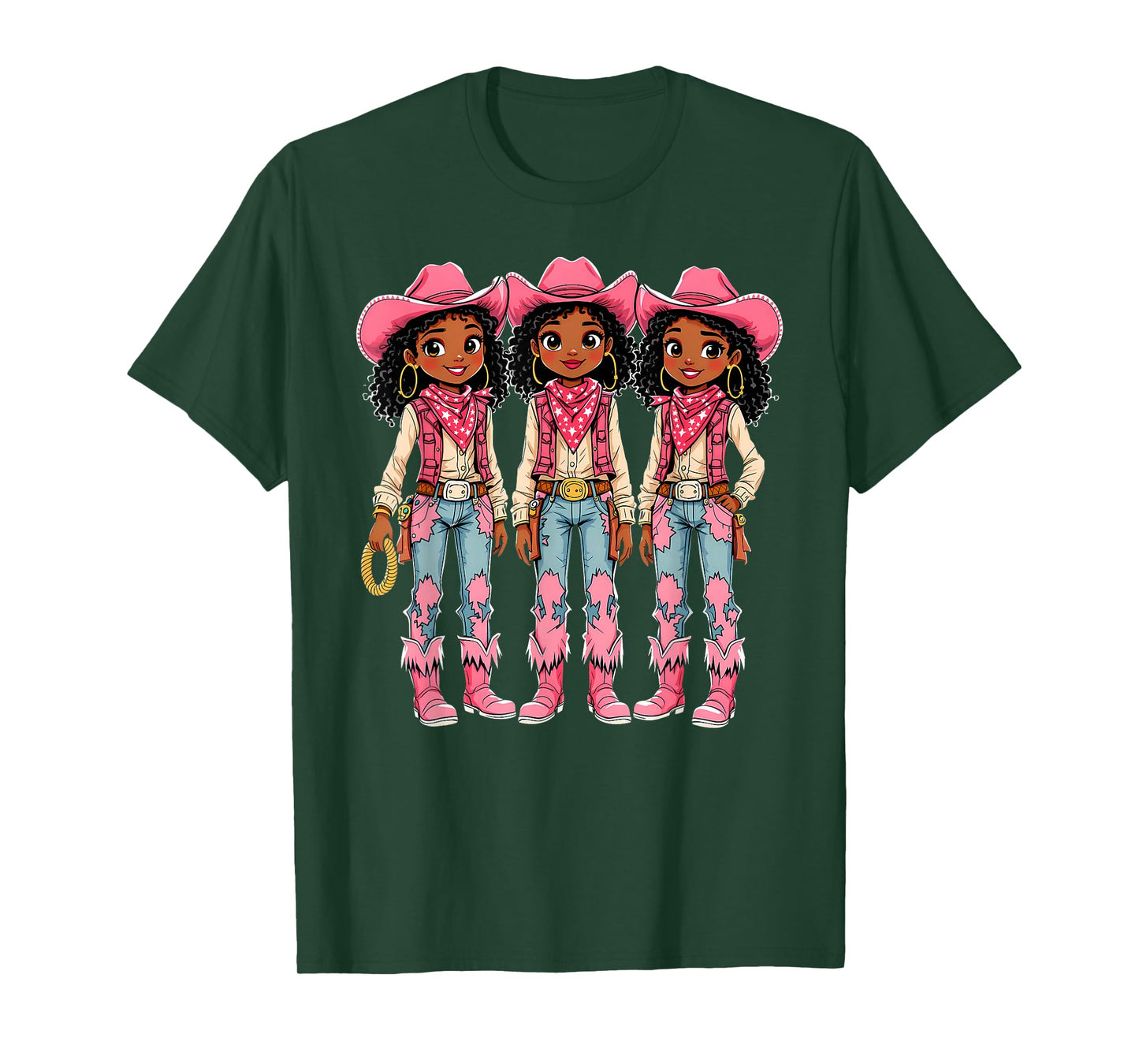 African American Black Cowgirl Girls Western Rodeo Melanin T-Shirt