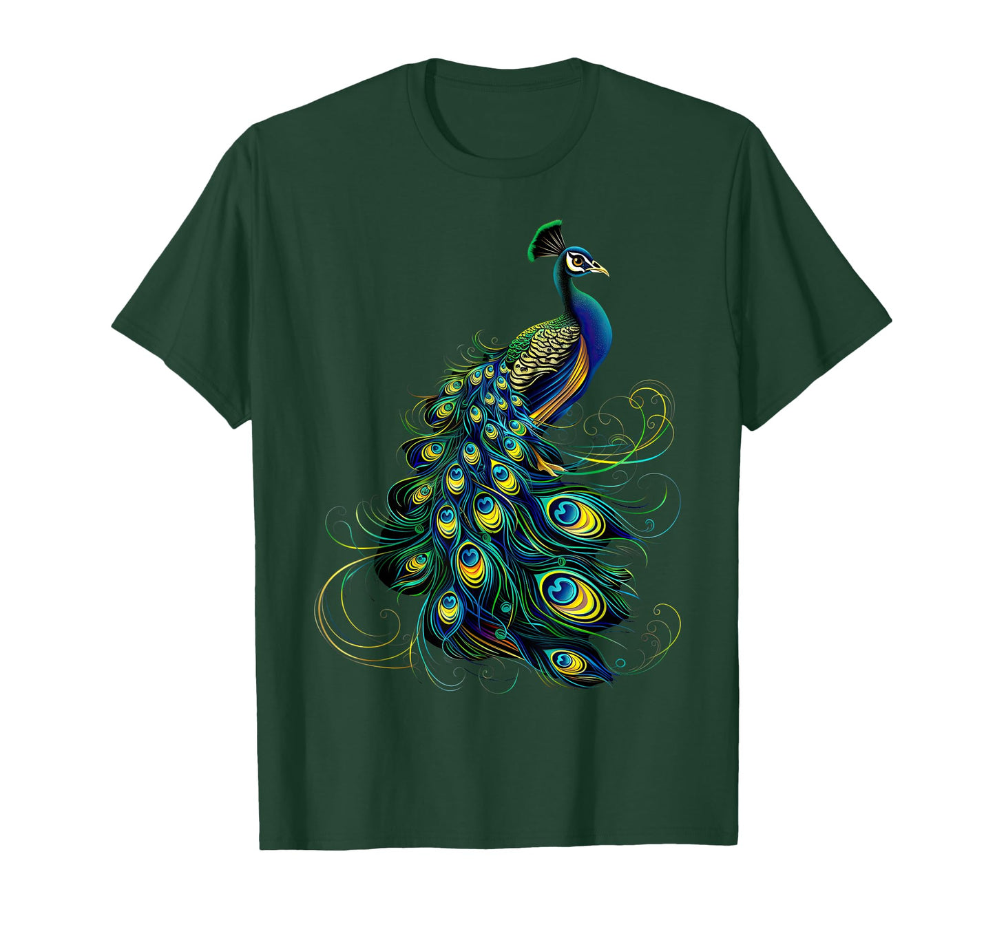 Peacock Motif Blue Peacocks Wheel Cute Peacock T-Shirt