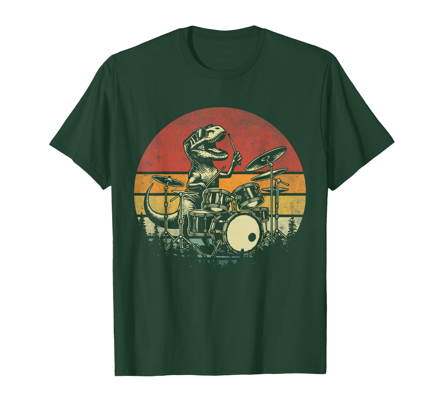 Funny Retro Trex Drummer Rock Drummer T-rex Playing Drums T-Shirt