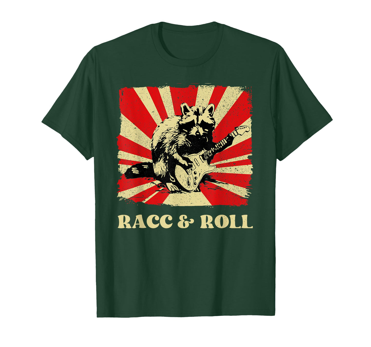 Funny Raccoon Playing Banjo Guitar Racc and Roll Cute Racoon T-Shirt