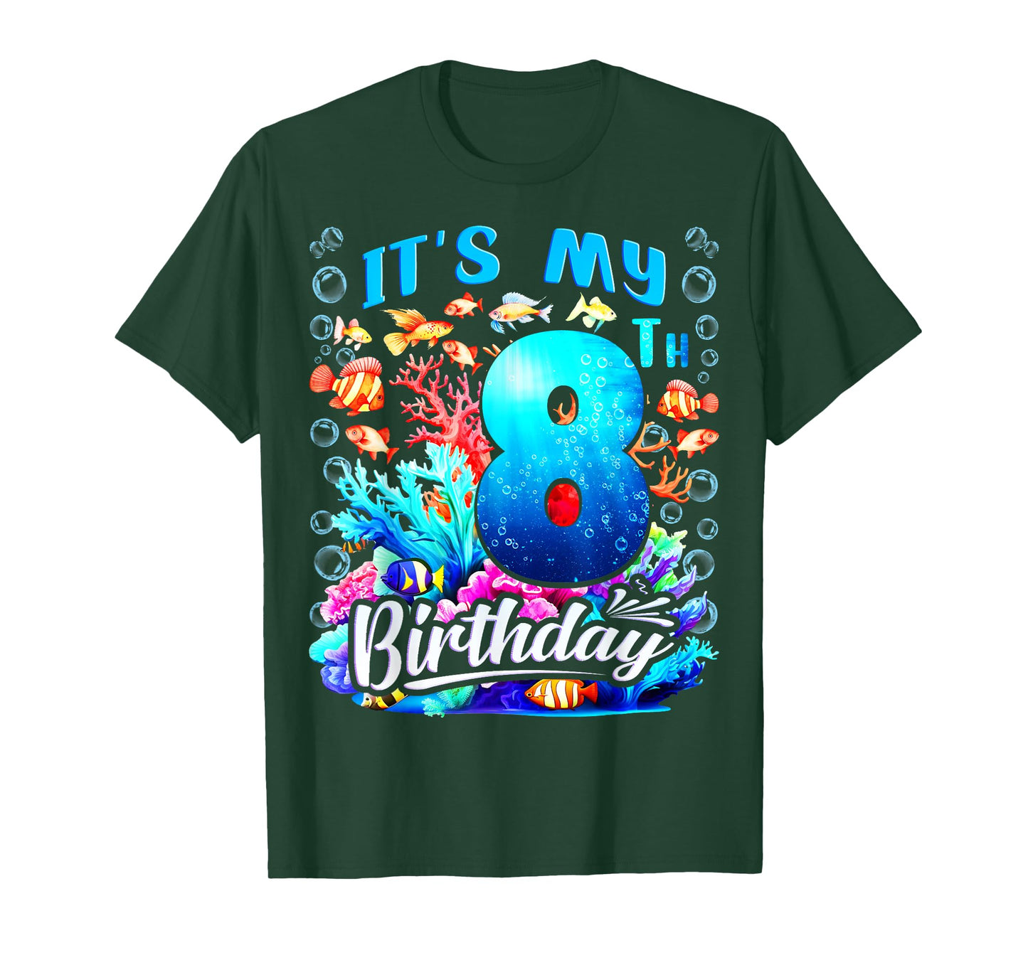 It's My 8th Birthday Boy Sea Fish Ocean Animals Aquarium T-Shirt