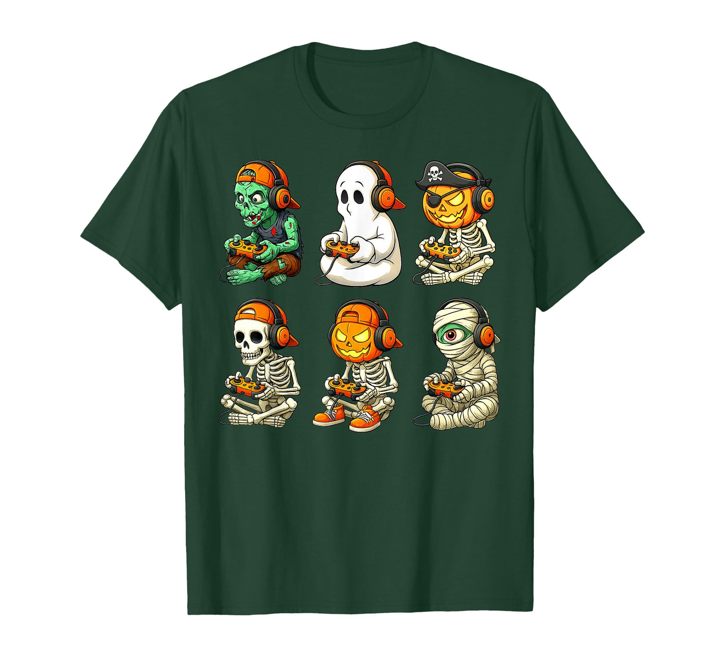 Halloween Skeleton Boo Gamer Video Gaming Boys Men Kids Tees T-Shirt