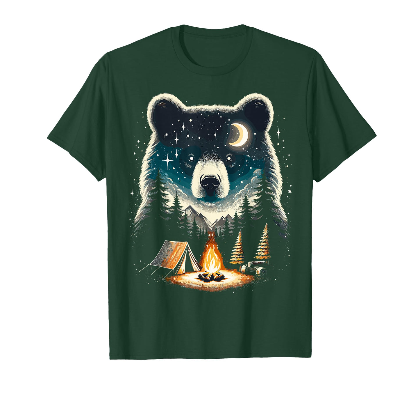 Retro Camping Bear Forest Nature Wildlife T-Shirt