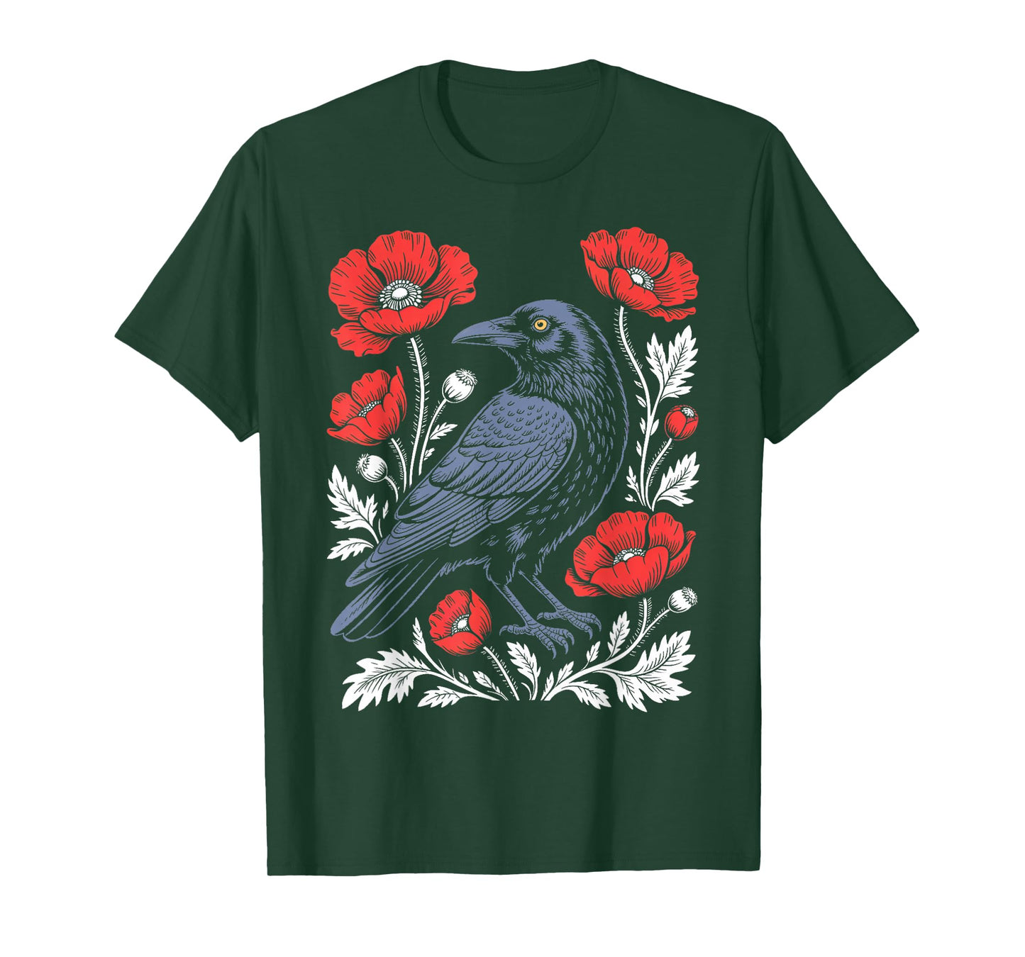 Crow Floral Flower Animal Gothic Birds Animal Funny Crow T-Shirt