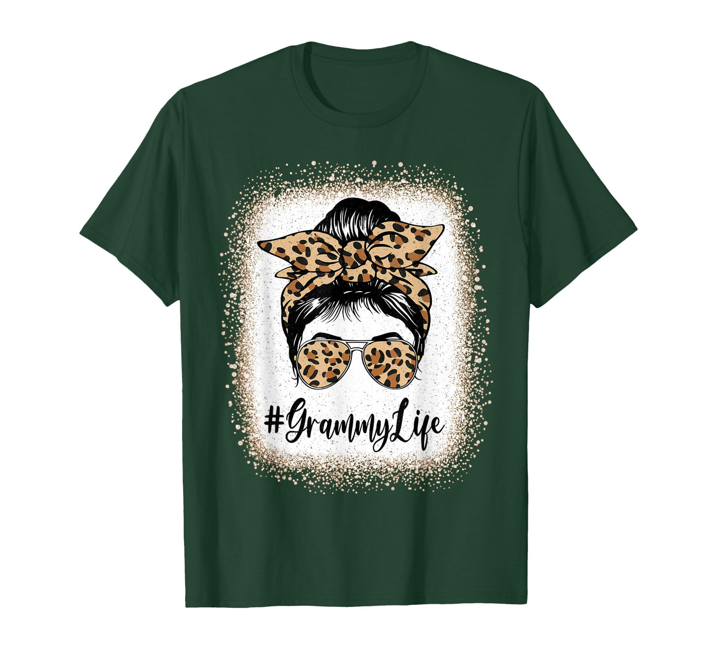 Grammy Life Bleached Leopard Messy Bun Mother's day T-Shirt