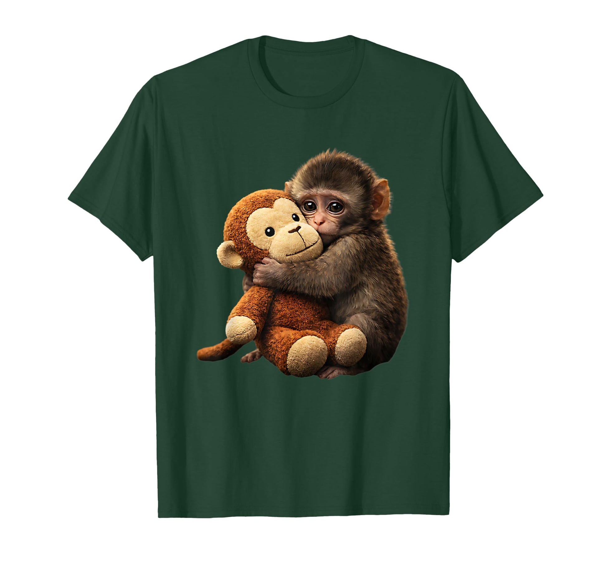 Baby Monkey Punch Plush Cute Monkey Punch Plush Hugging T-Shirt - T-Shirt | Forest