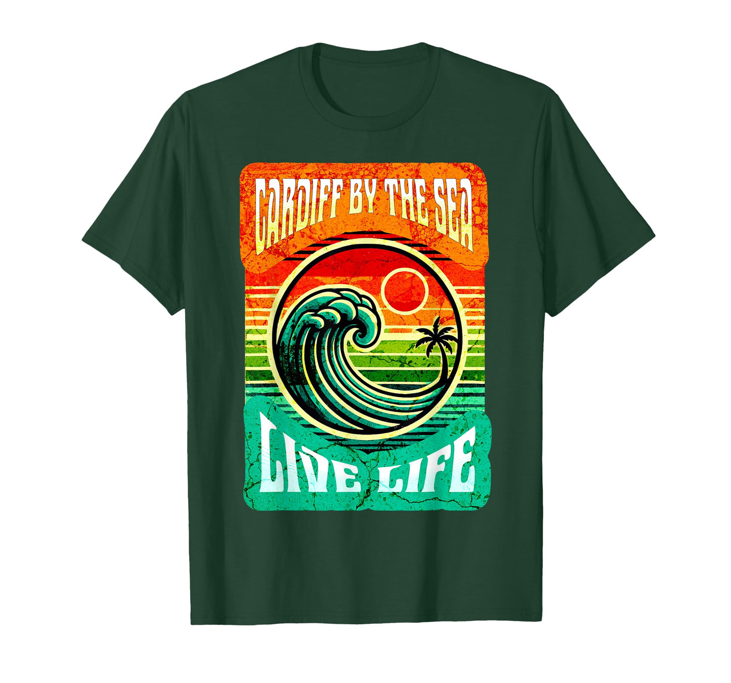 Cardiff By The Sea Coastal Vibes Sunset Graphic Tee T-Shirt