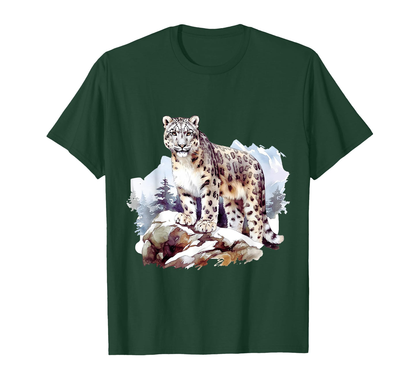 Snow Leopard Winter Mountain Big Cat Wildlife T-Shirt