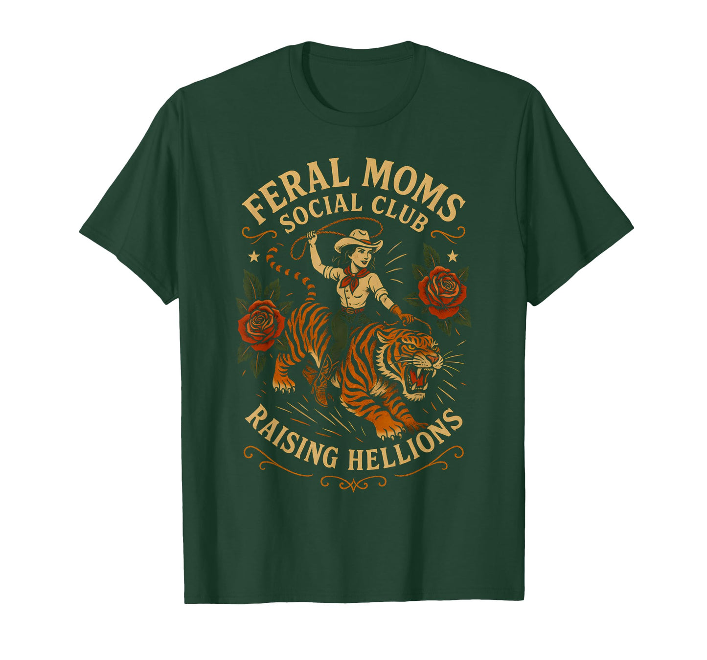 Retro Cowgirl Western Feral Moms Social Club Vintage T-Shirt