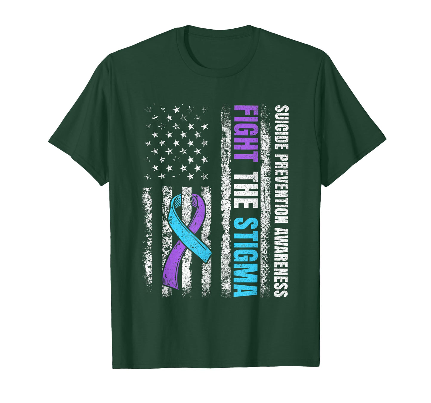 Fight The Stigma American Flag Suicide Prevention Awareness T-Shirt