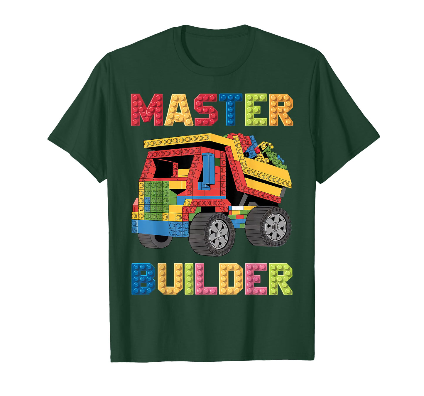 Master Builder Toys For Kids Men Building Blocks Dump Truck T-Shirt