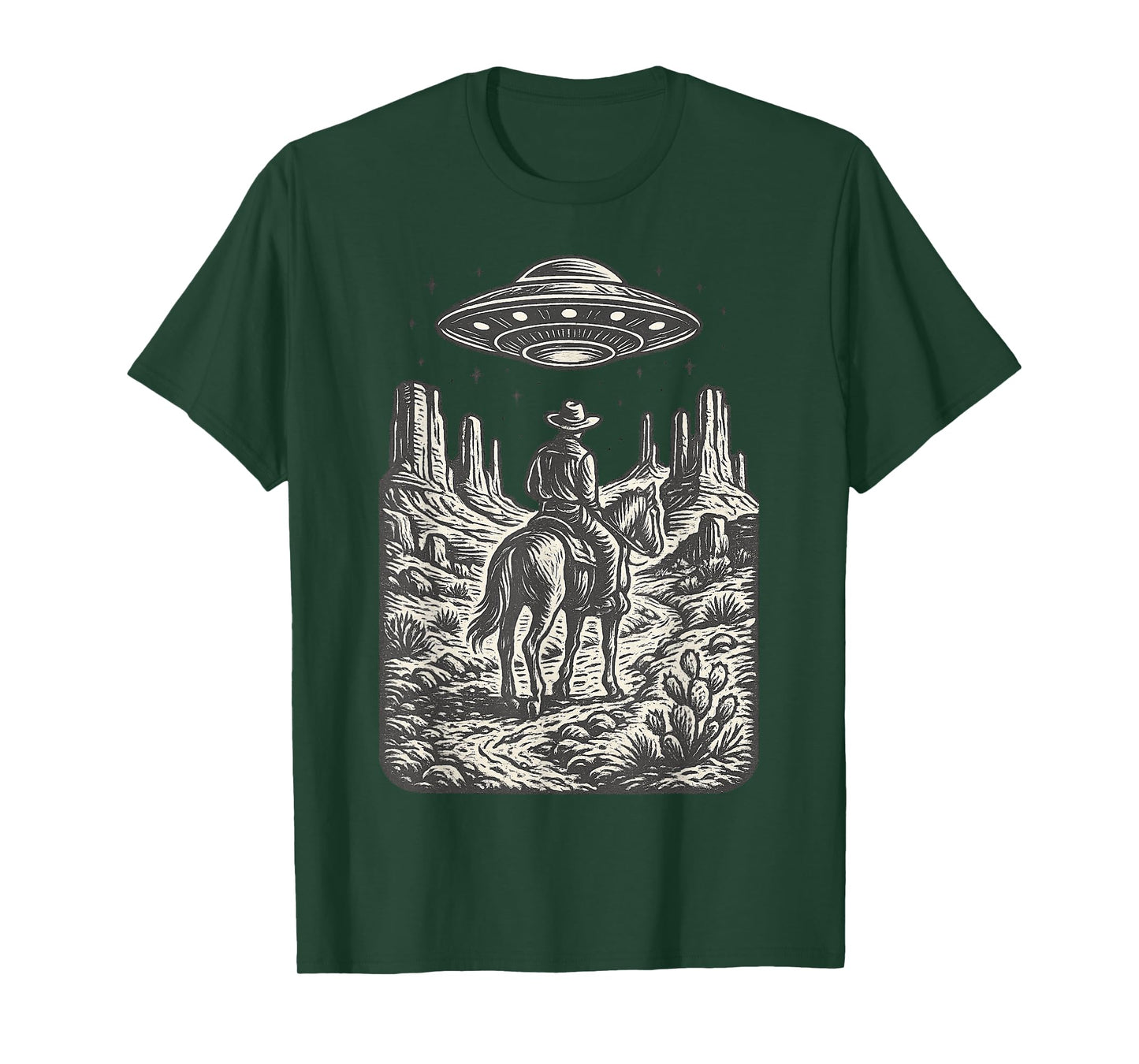 Cowboy UFO Desert Country Retro Western Sci-Fi T-Shirt