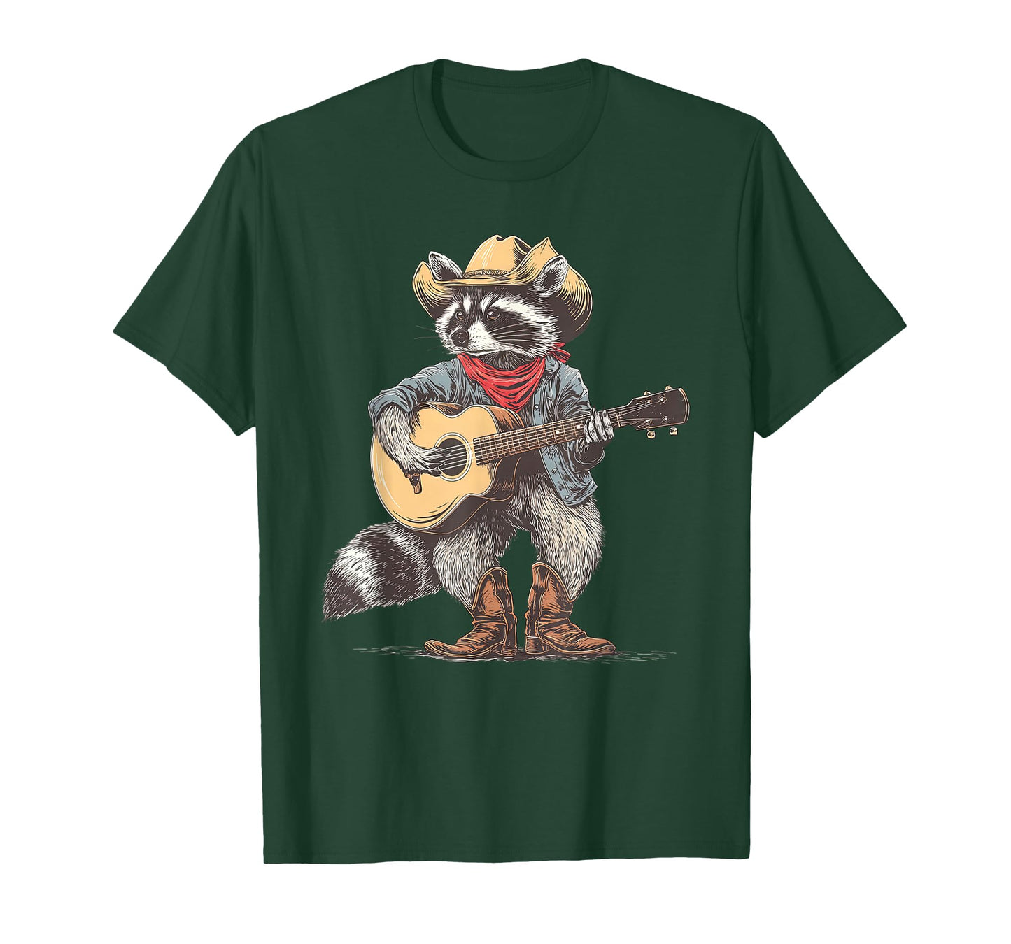 Cowboy Raccoon Playing Guitar Funny Western Country Music T-Shirt