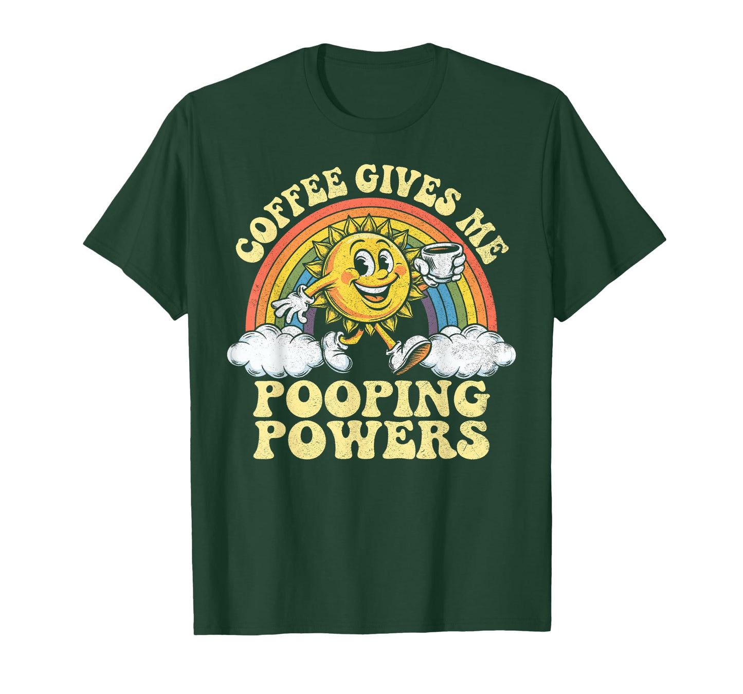 Coffee Gives Me Pooping Powers, Funny Retro Caffeine Coffee T-Shirt