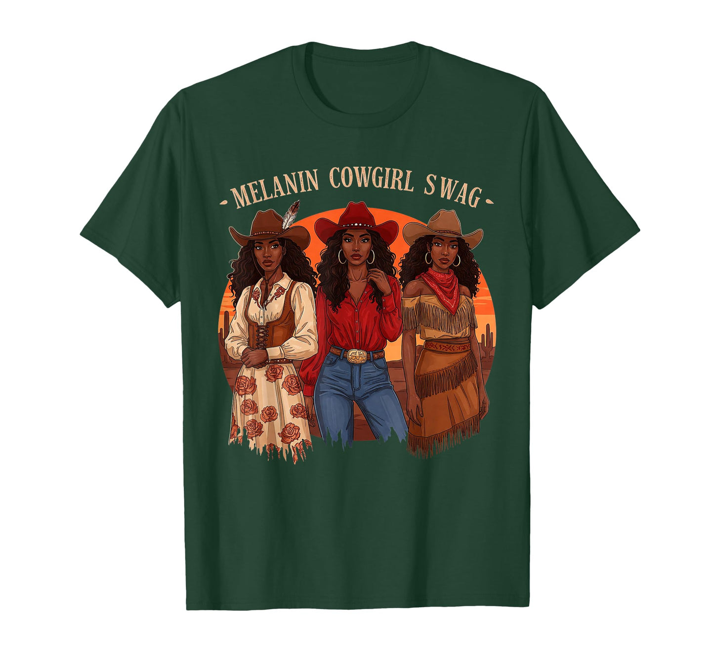 Let's Go Girls Retro Western Country Melanin Cowgirl Swag T-Shirt