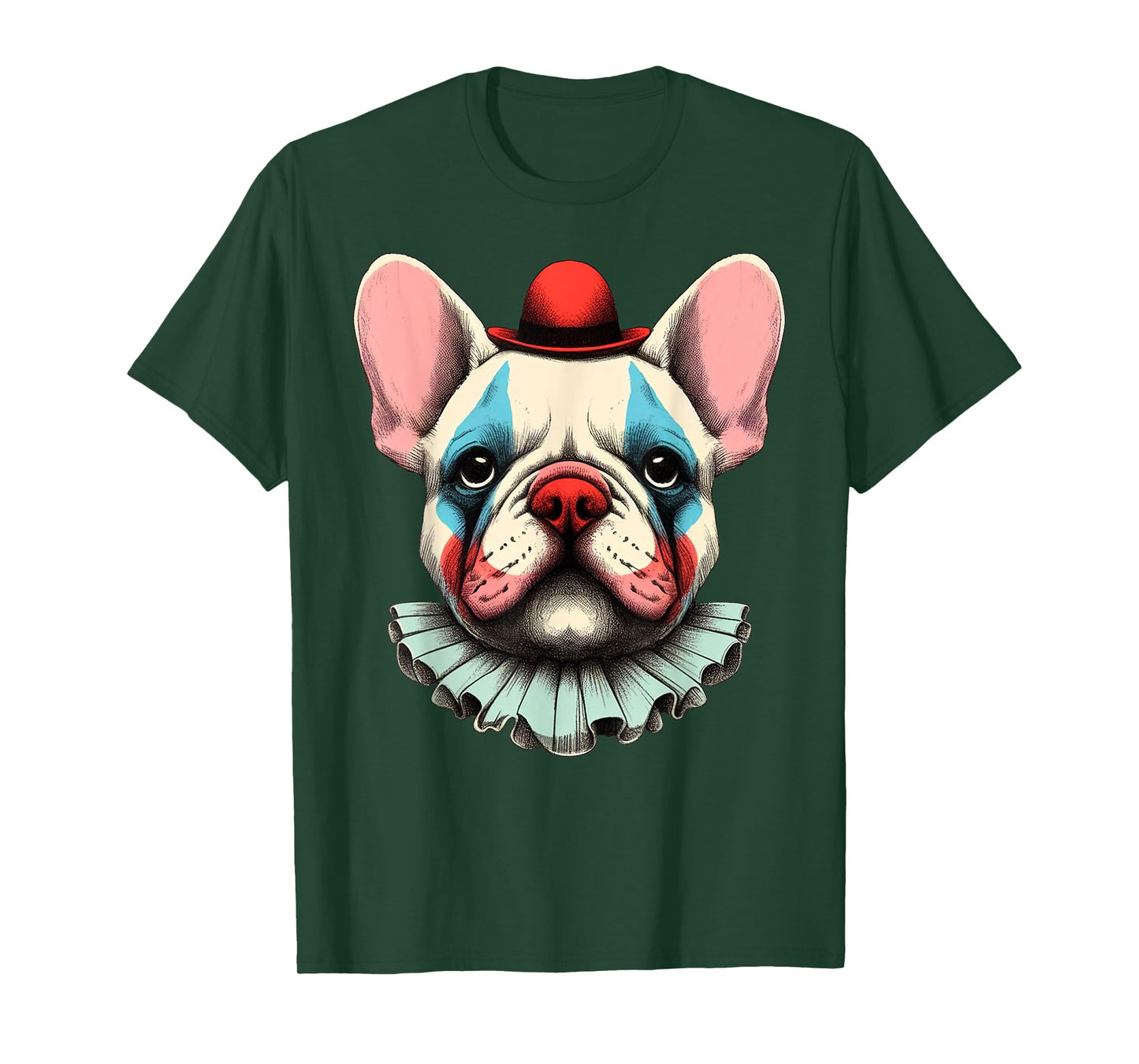 Cute Spooky French Bulldog Clown Halloween Funny Frenchie Men Women Kids T-Shirt