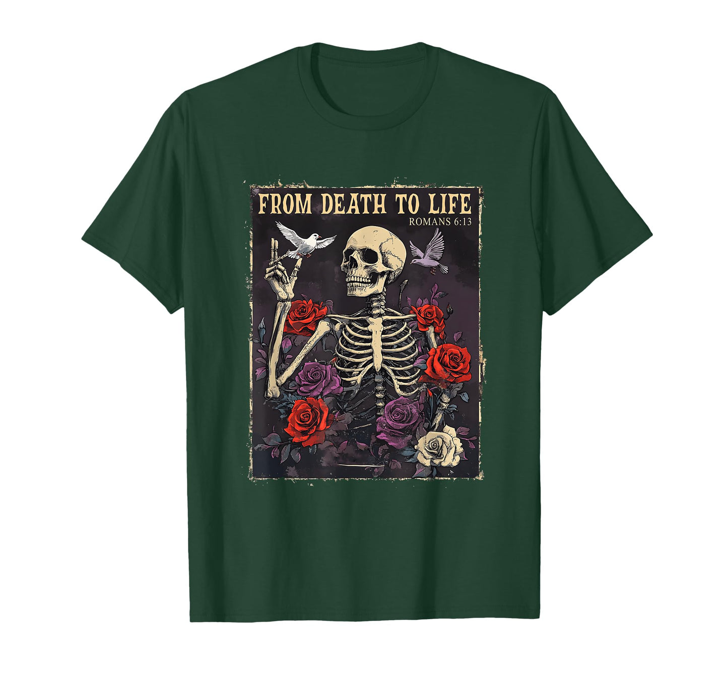 from Death to Life Christian Bible Vintage Gothic Skeleton T-Shirt