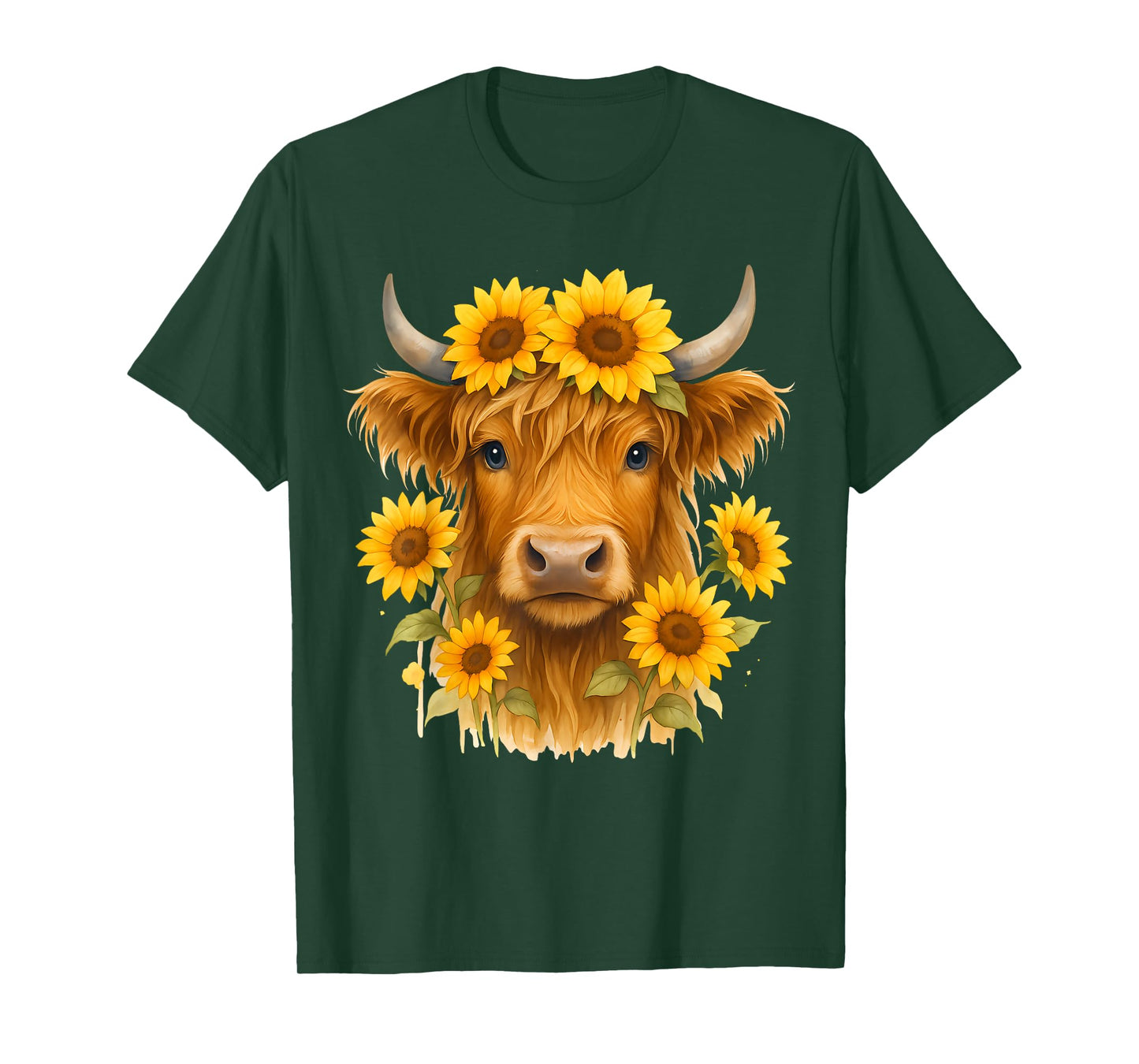 Scottish Highland Cow Sunflowers Heifer Country Farmer Girl T-Shirt