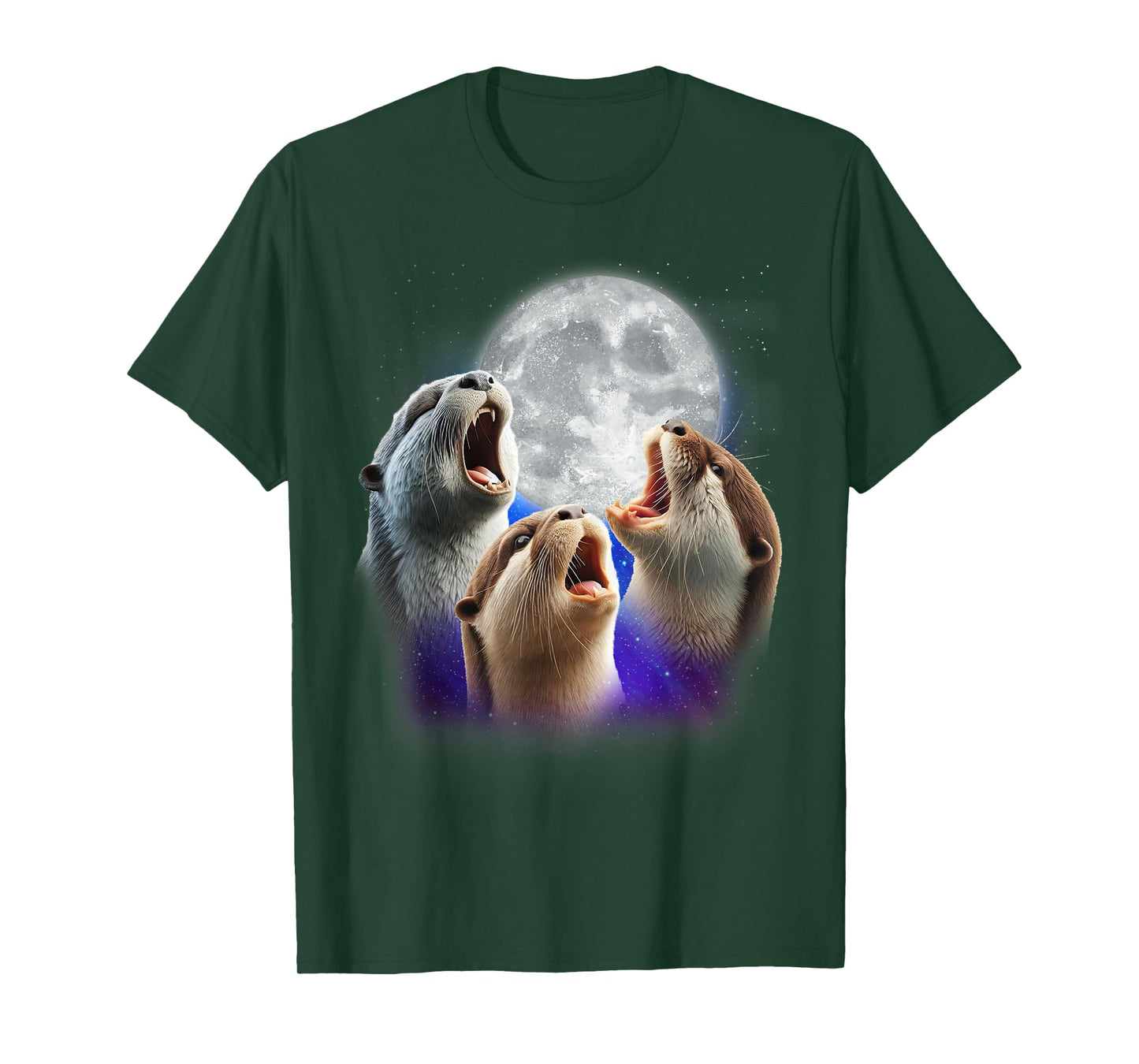 3 Otters Howling At The Moon Funny Sea Otter Animal Lover T-Shirt