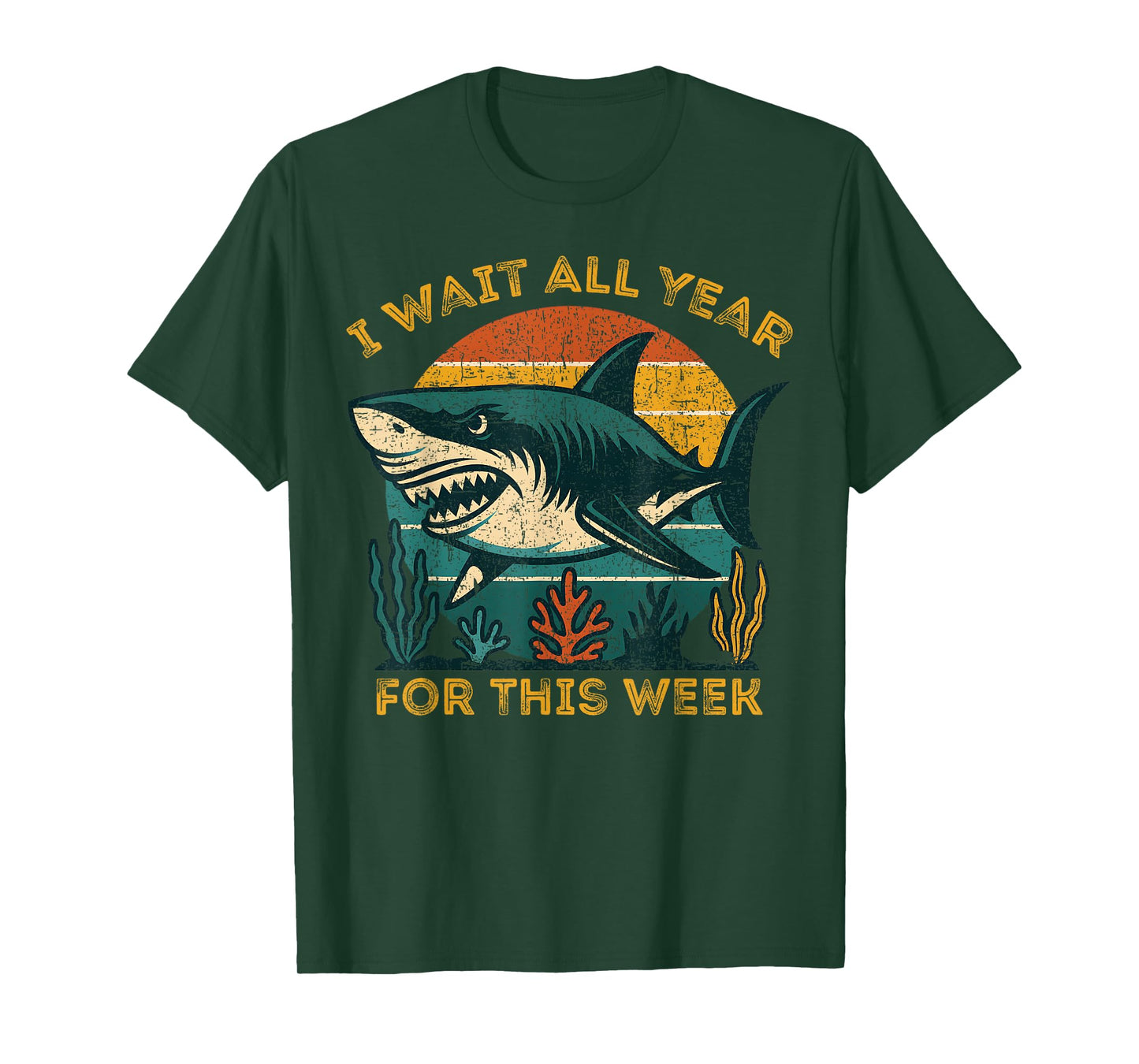 Retro I Wait All Year for This Week Funny Shark Lovers T-Shirt