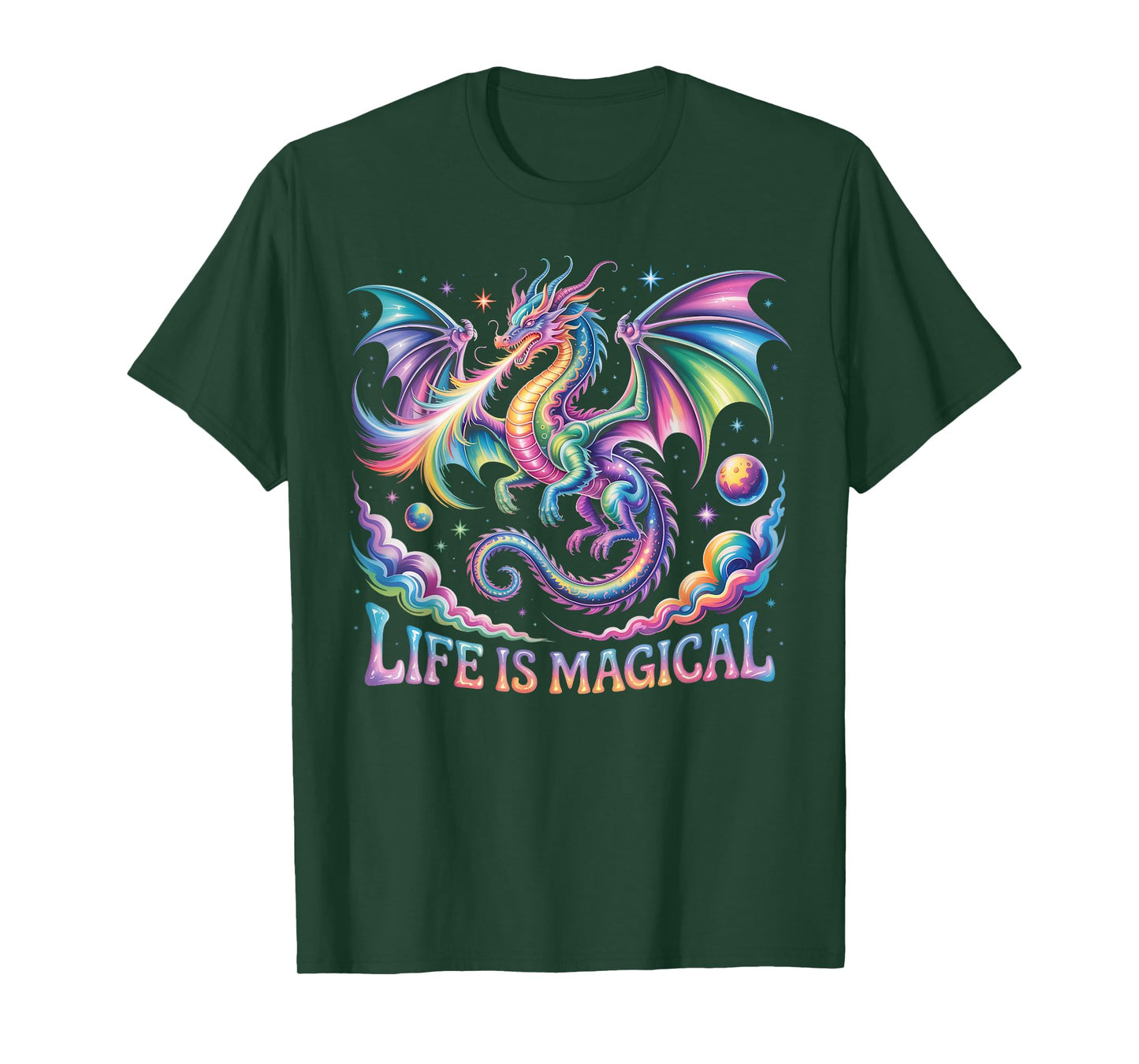 Life Is Magical Cute Star-Breathing Dragon T-Shirt