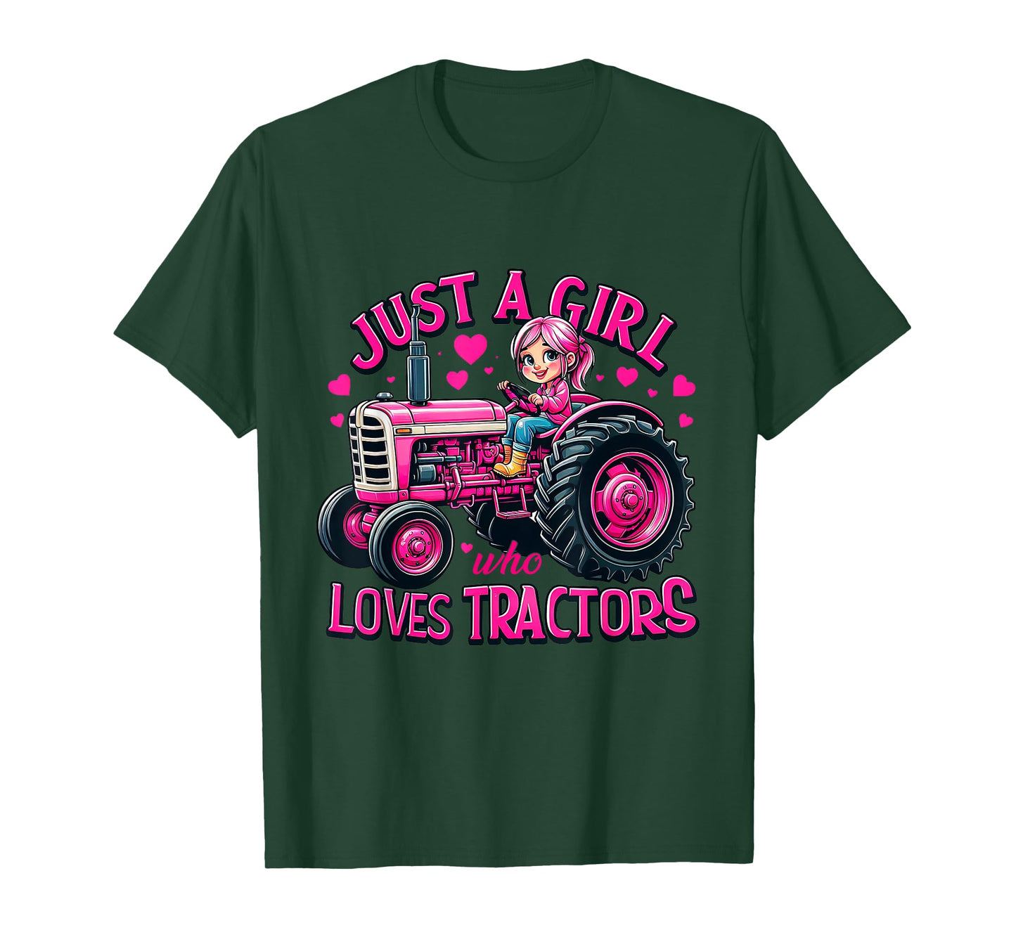 Pink Girl Farming Life - Just A Girl Who Loves Tractors T-Shirt